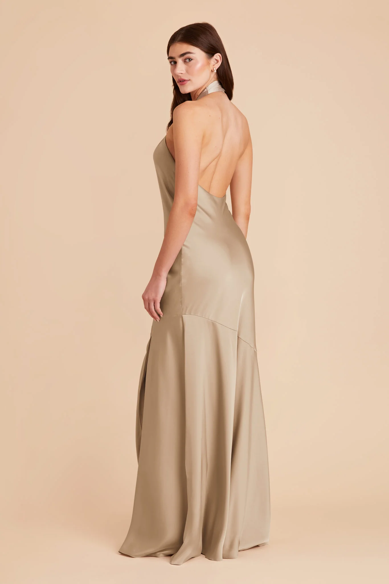 Matte Satin Neutral Champagne Dress - XNAUWBI