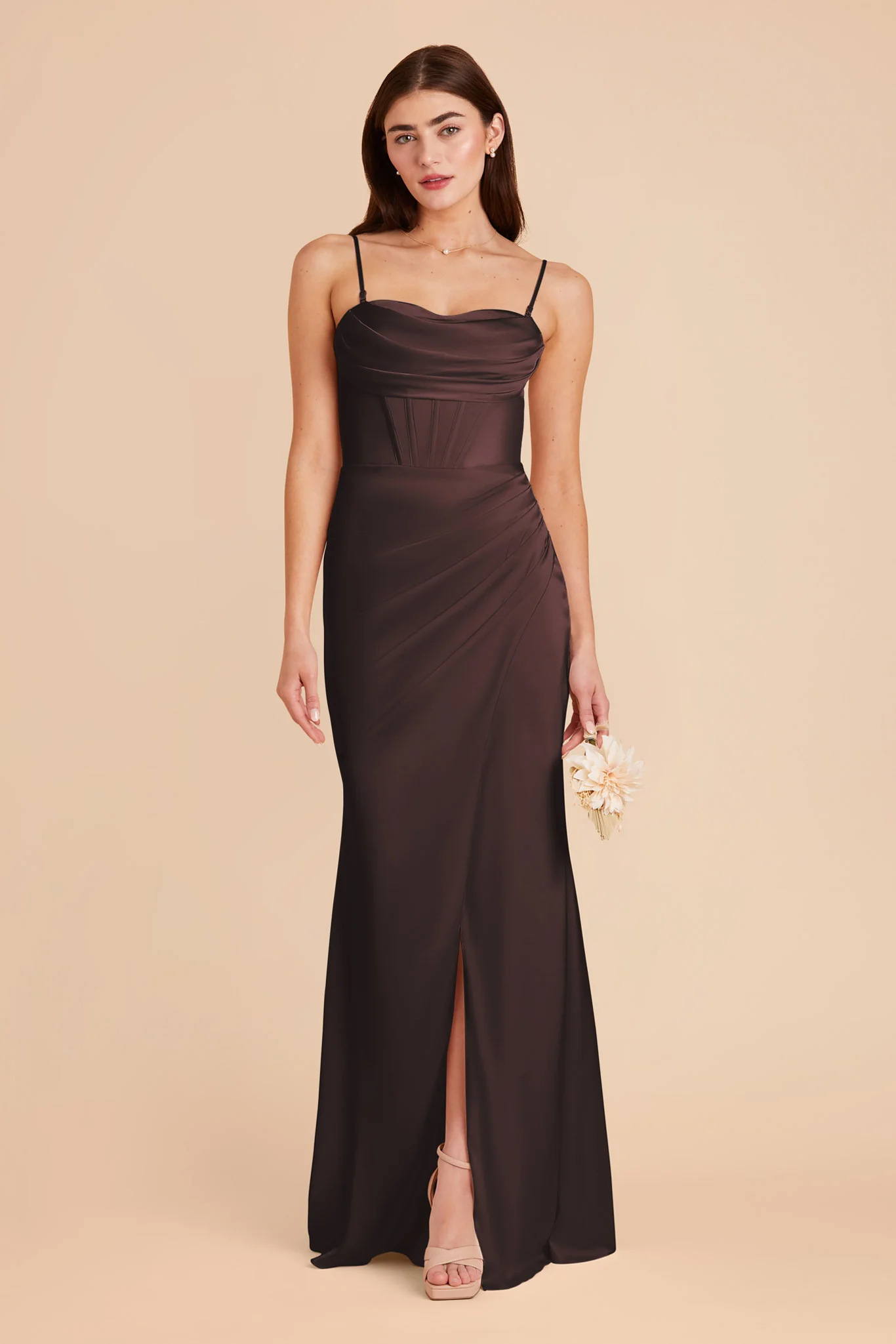 Matte Satin Espresso Dress - XNAUWBI
