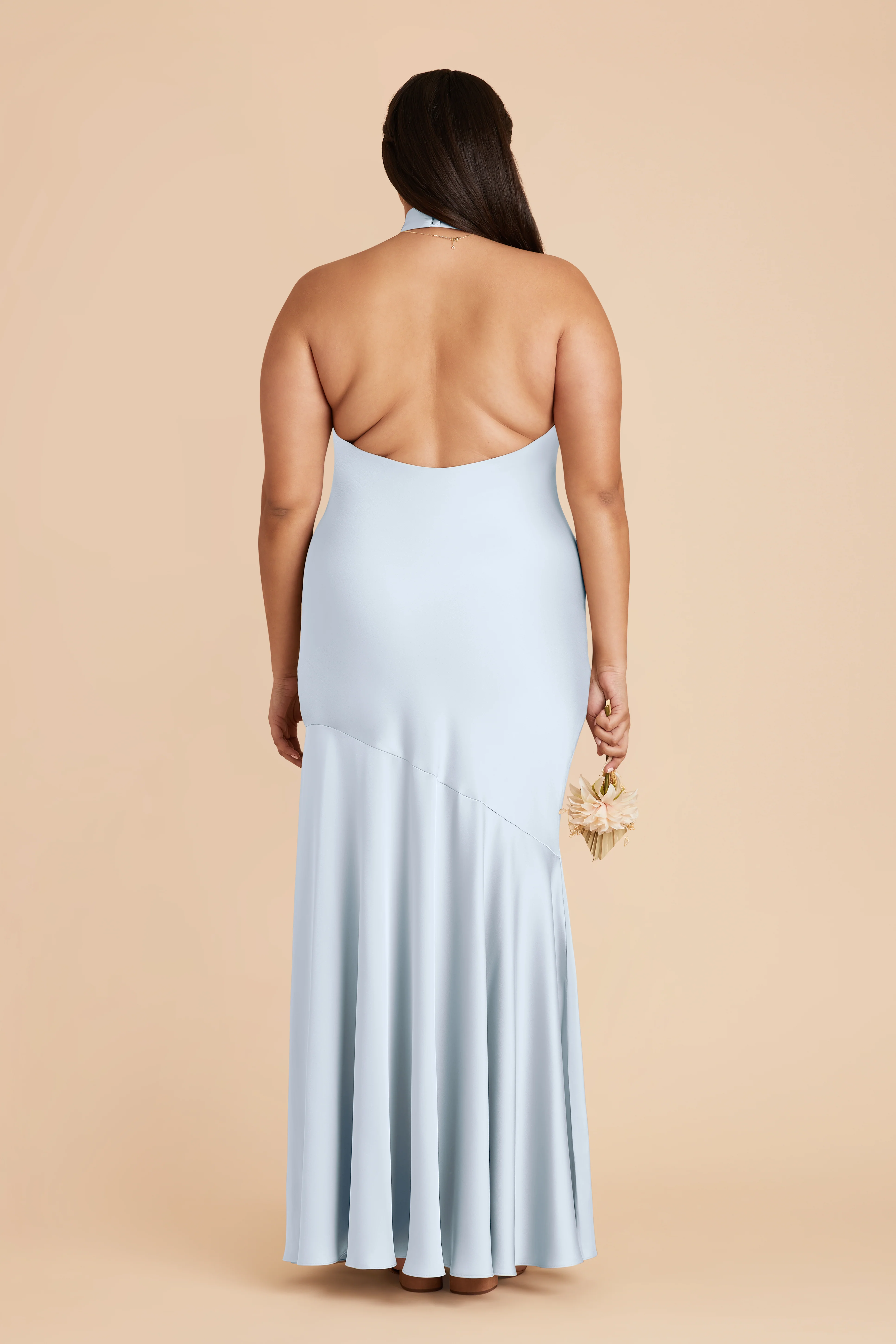 Matte Satin Mist Blue Dress - XNAUWBI