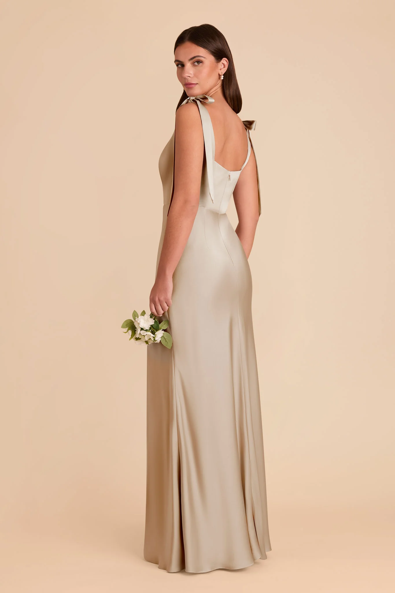 Matte Satin Neutral Champagne Dress - XNAUWBI