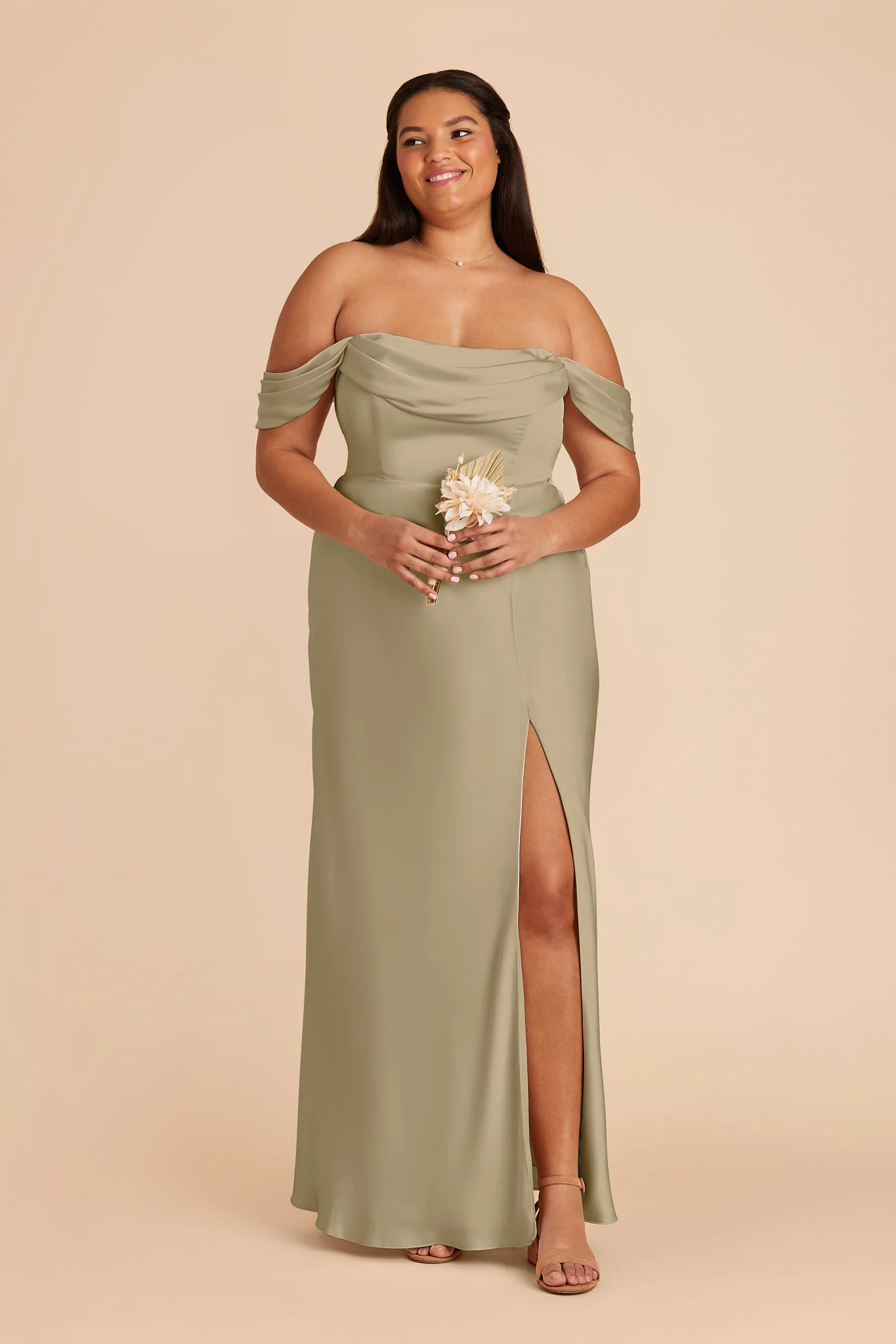 Matte Satin Moss Green Dress - XNAUWBI