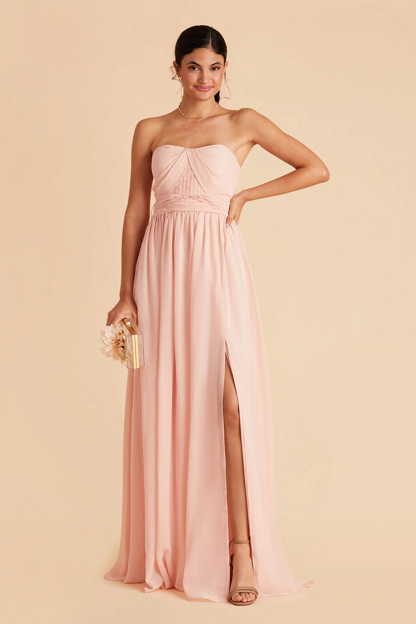 Chiffon Blush Pink Dress - XNAUWBI