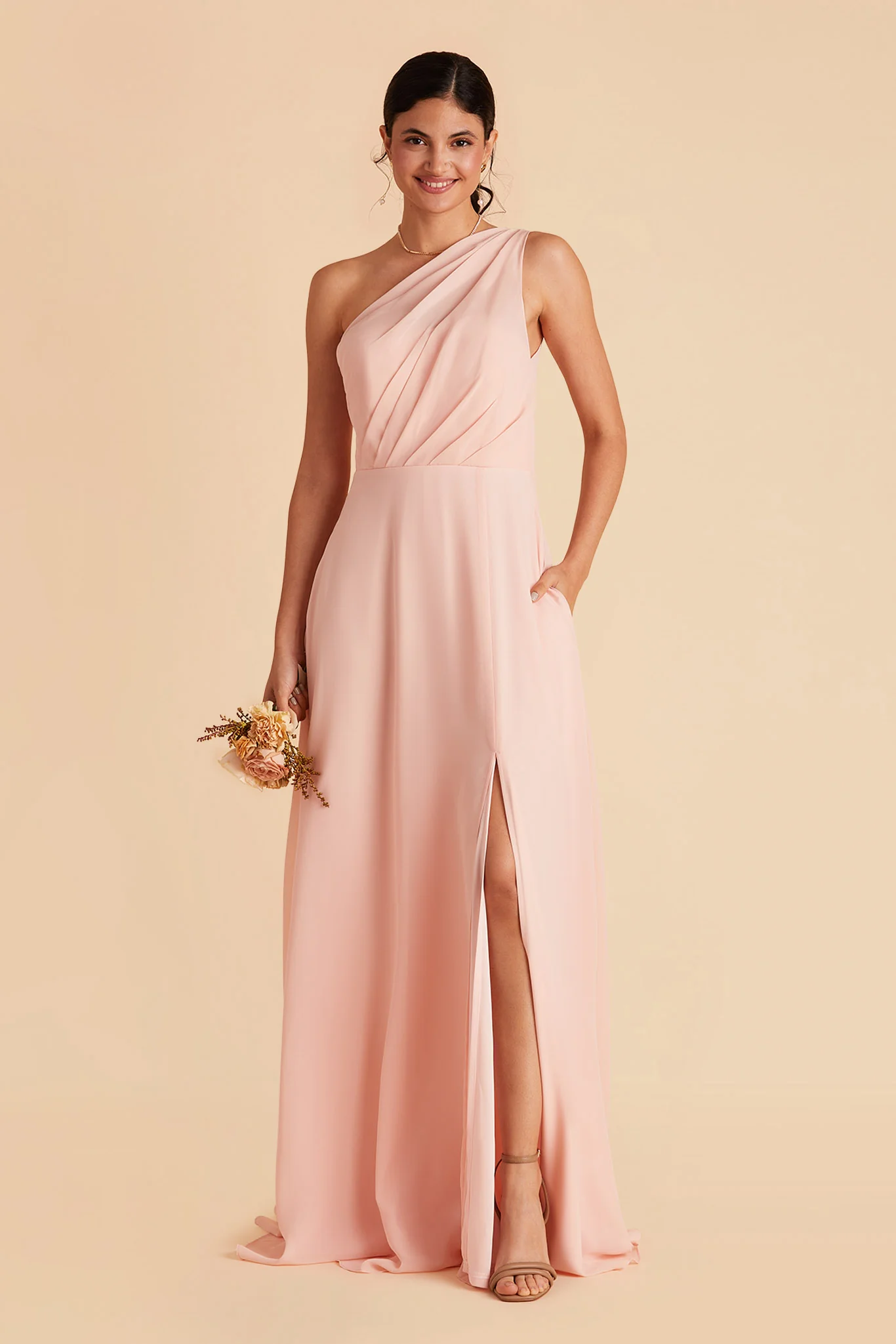 Chiffon Blush Pink Dress - XNAUWBI