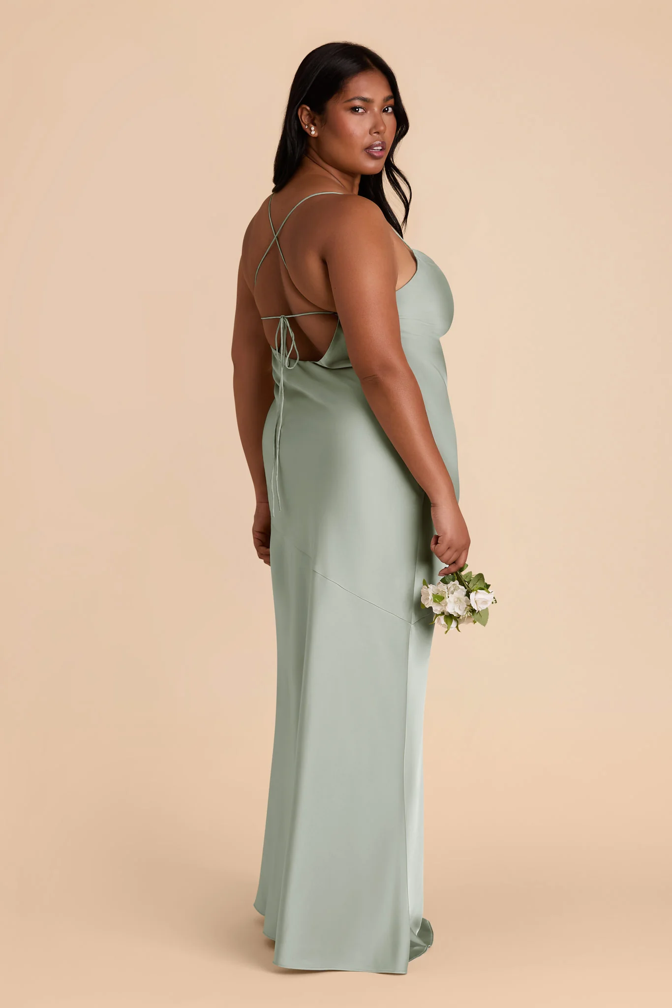 Matte Satin Sage Dress - XNAUWBI