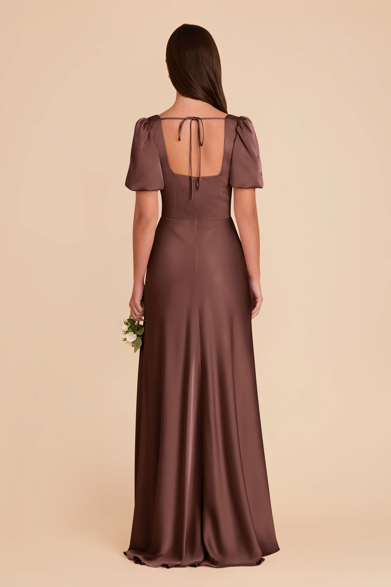 Matte Satin Chocolate Brown Dress - XNAUWBI