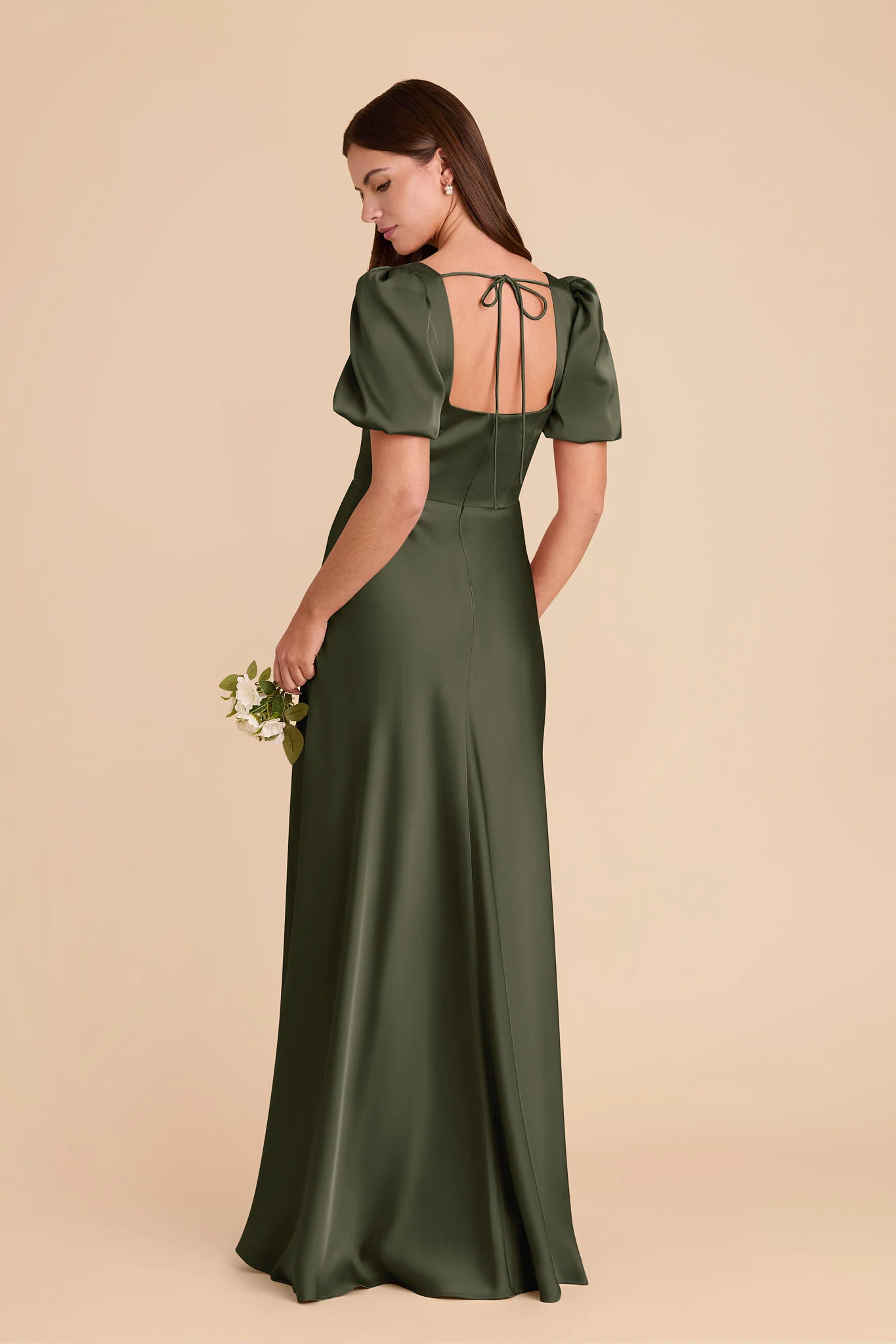 Matte Satin Olive Dress - XNAUWBI
