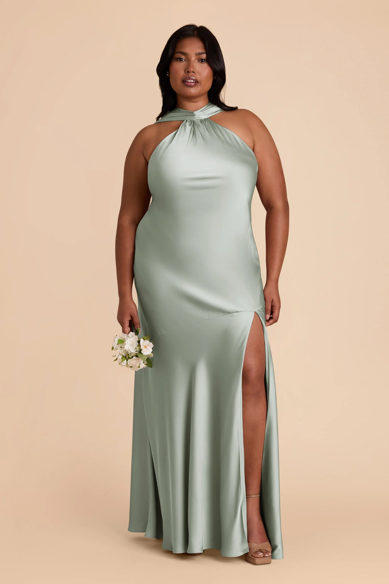 Matte Satin Sage Dress - XNAUWBI