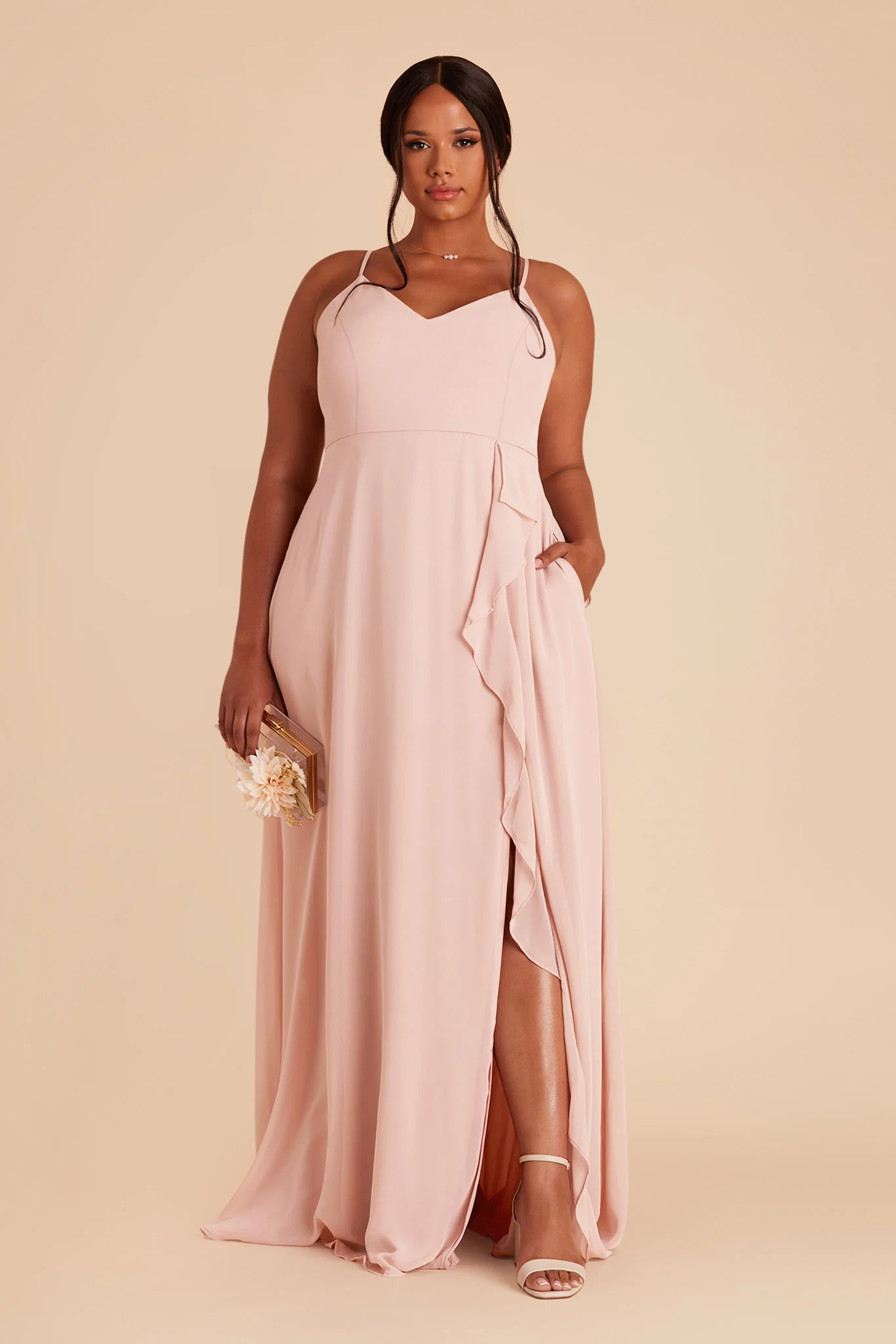 Chiffon Blush Pink Dress - XNAUWBI