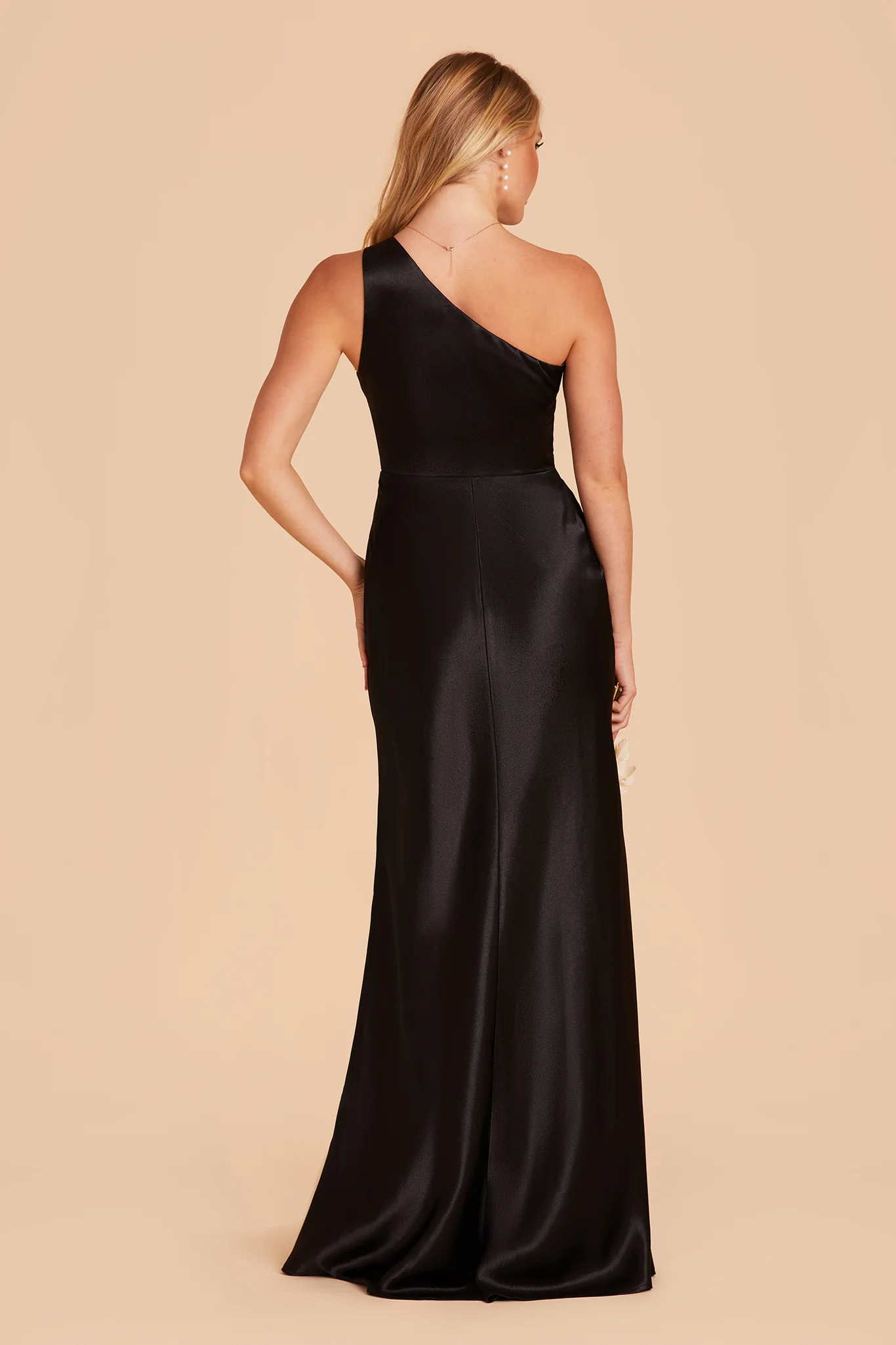Shiny Satin Black Dress - XNAUWBI