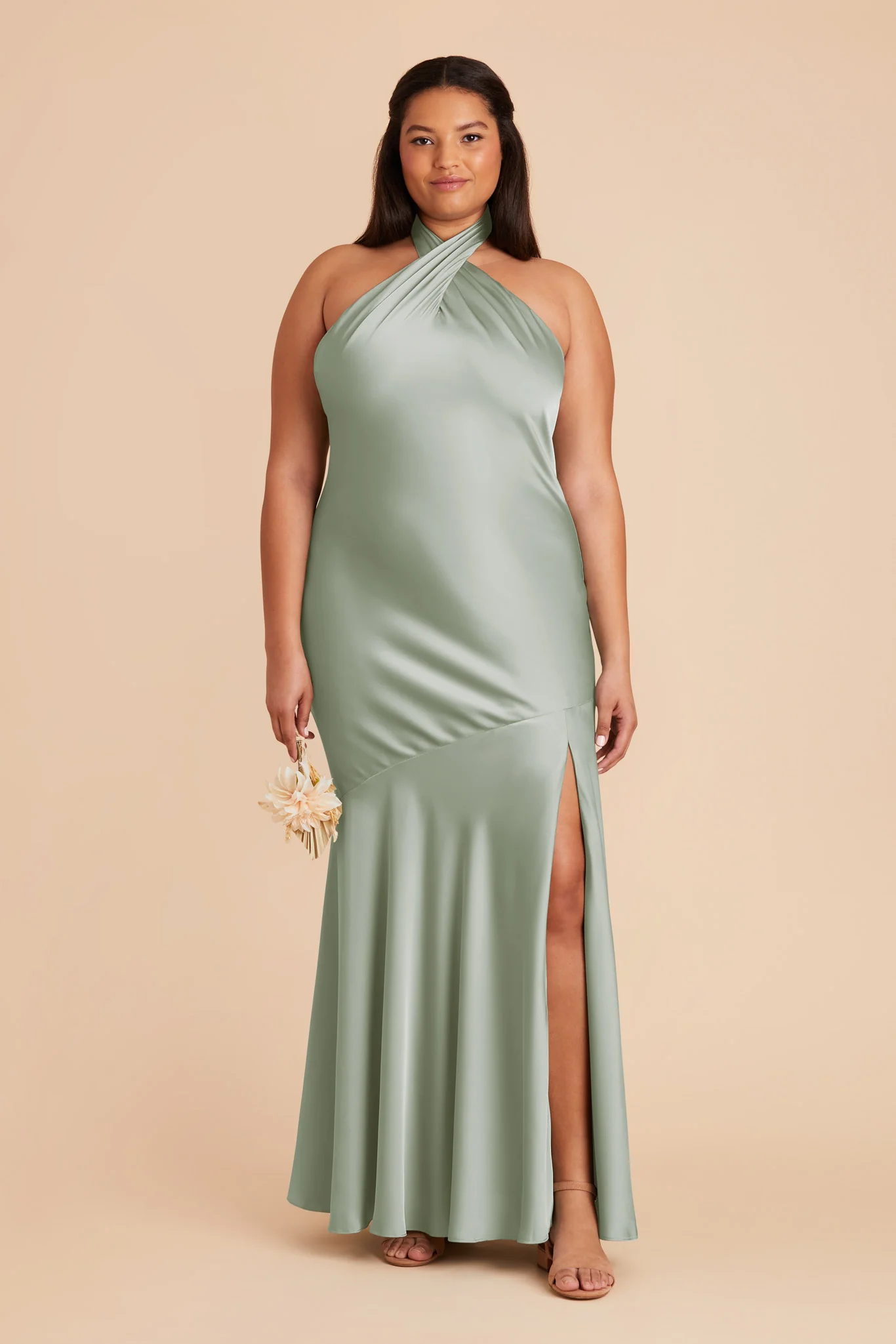 Matte Satin Sage Dress - XNAUWBI