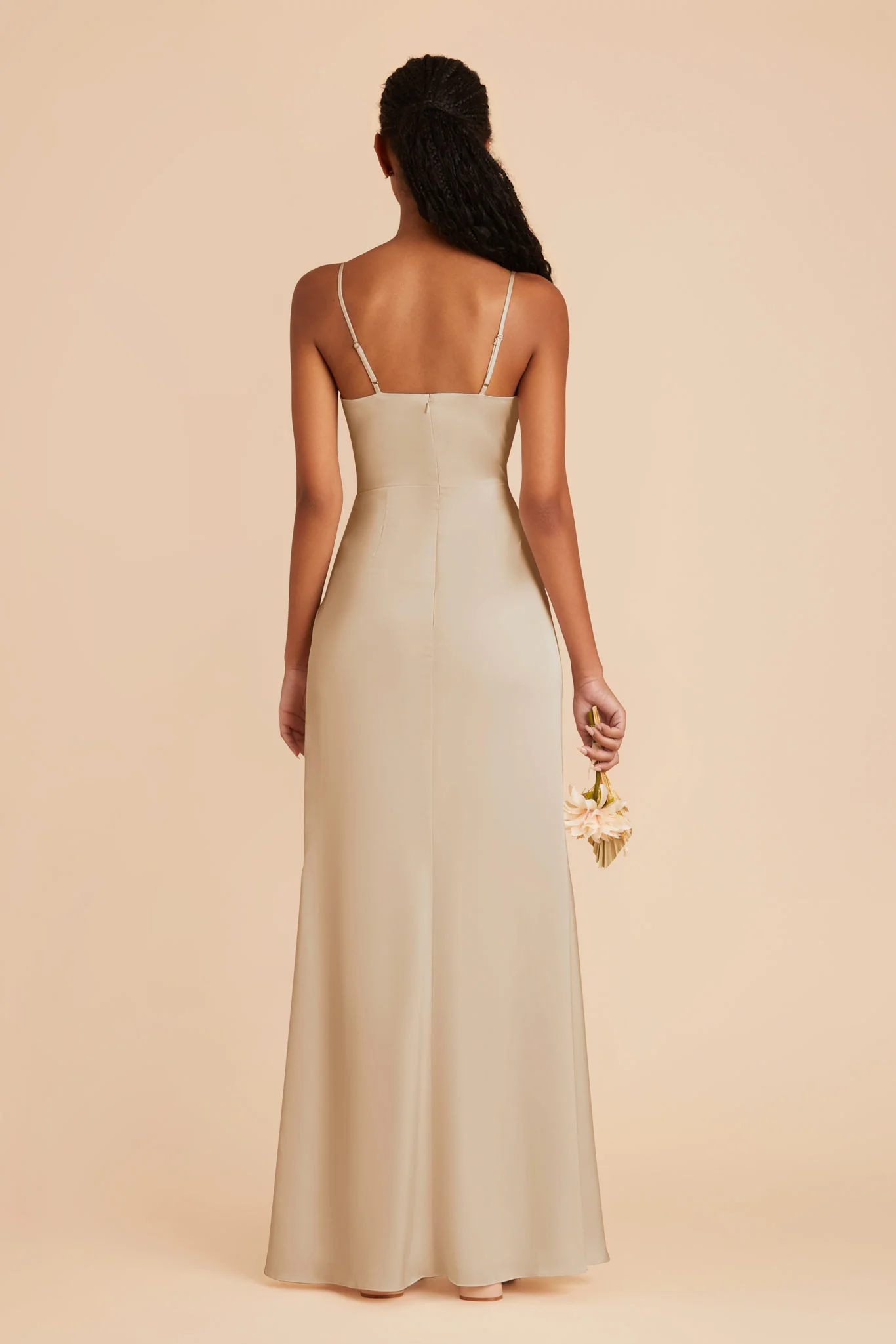 Matte Satin Neutral Champagne Dress - XNAUWBI