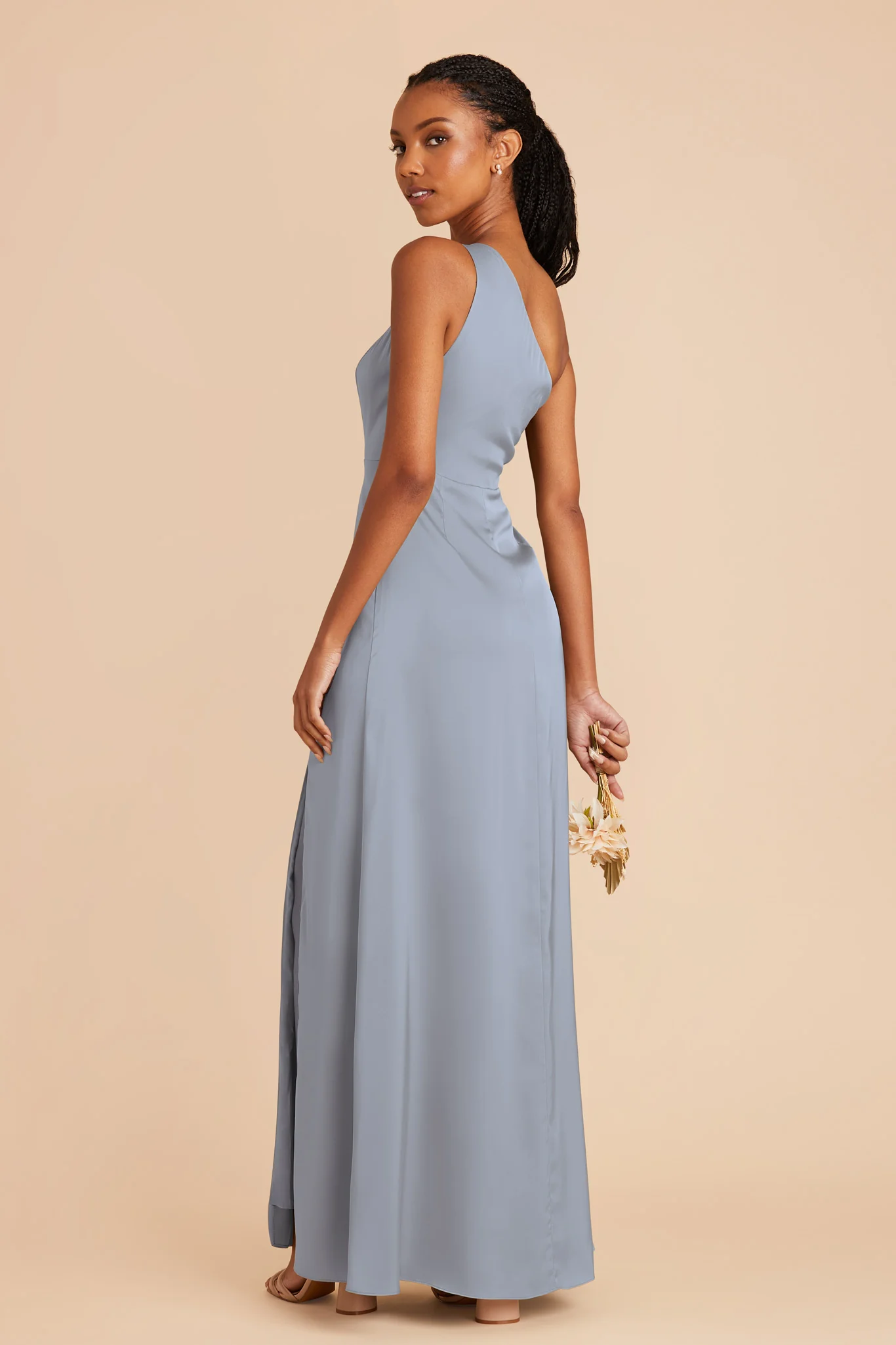Matte Satin Dusty Blue Dress - XNAUWBI