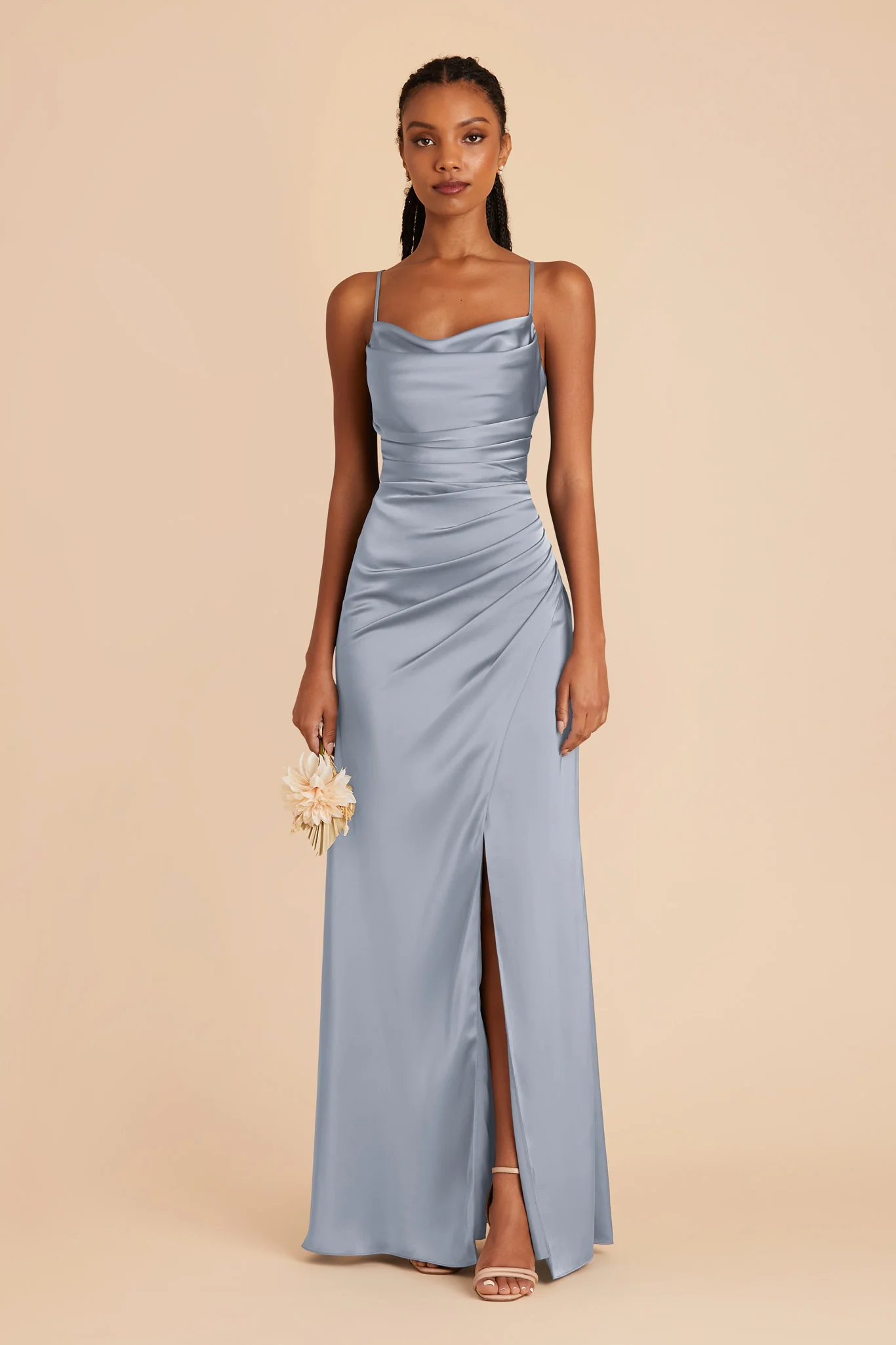 Matte Satin Dusty Blue Dress - XNAUWBI