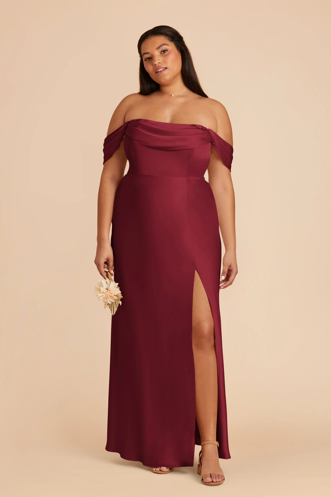 Matte Satin Burgundy Dress - XNAUWBI