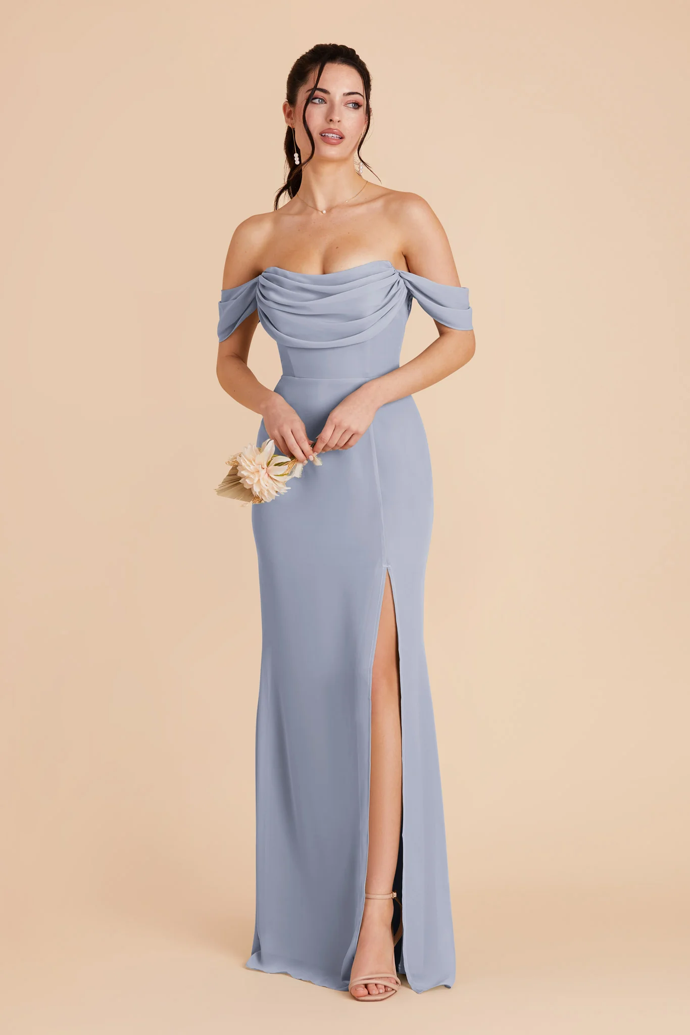 Chiffon Dusty Blue Dress - XNAUWBI