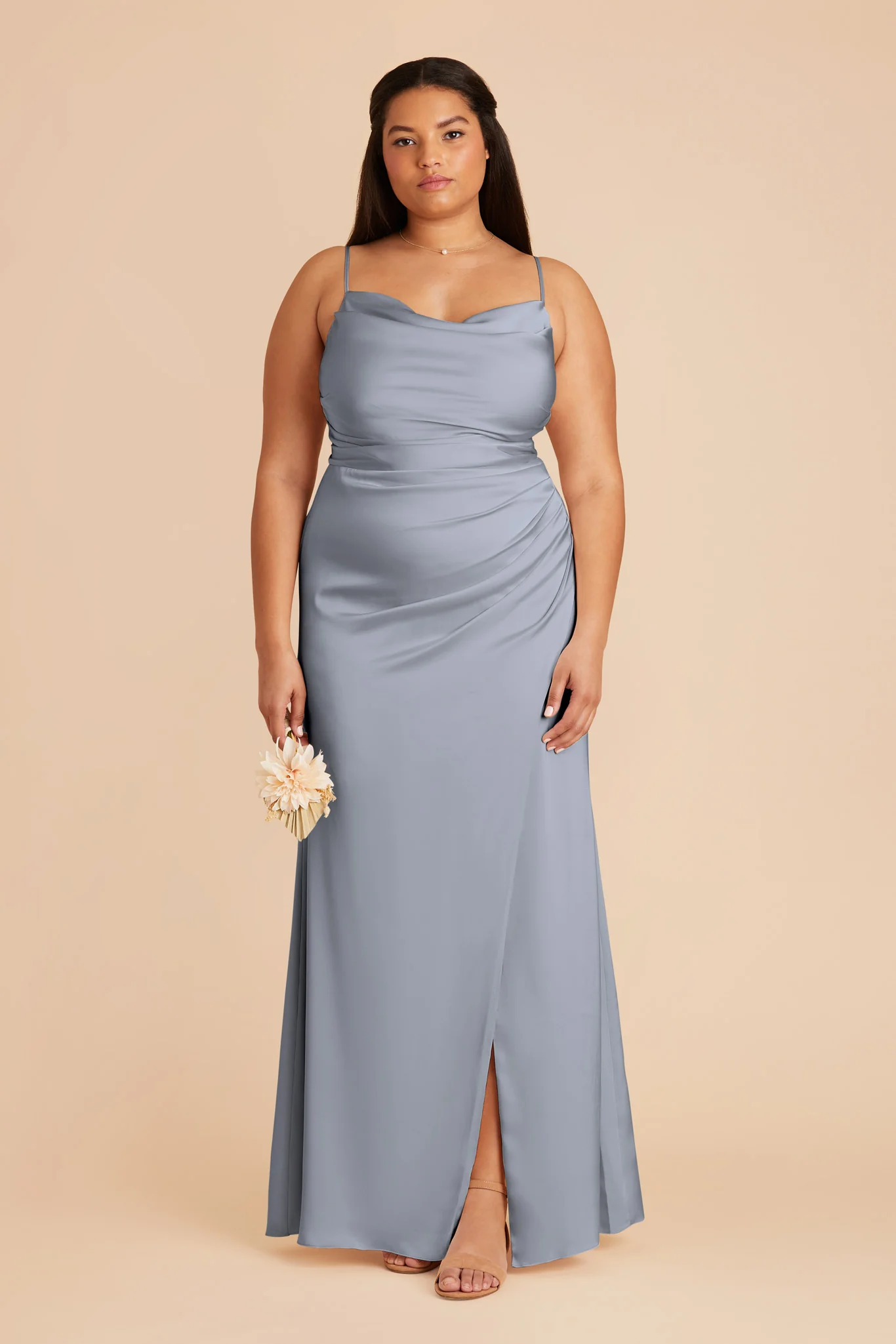 Matte Satin Dusty Blue Dress - XNAUWBI
