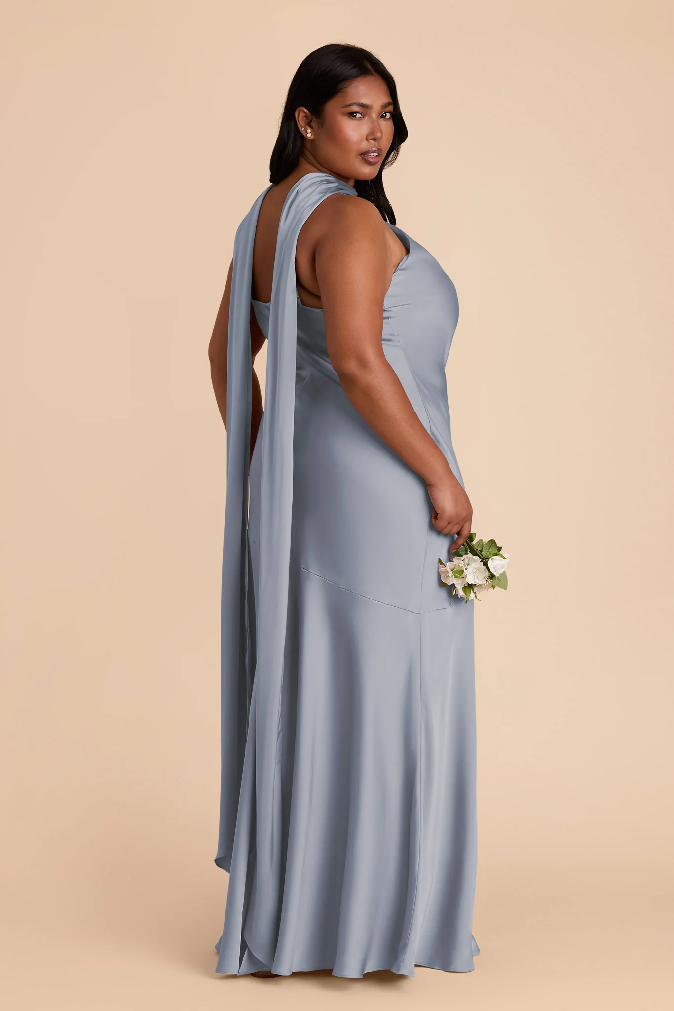 Matte Satin Dusty Blue Dress - XNAUWBI