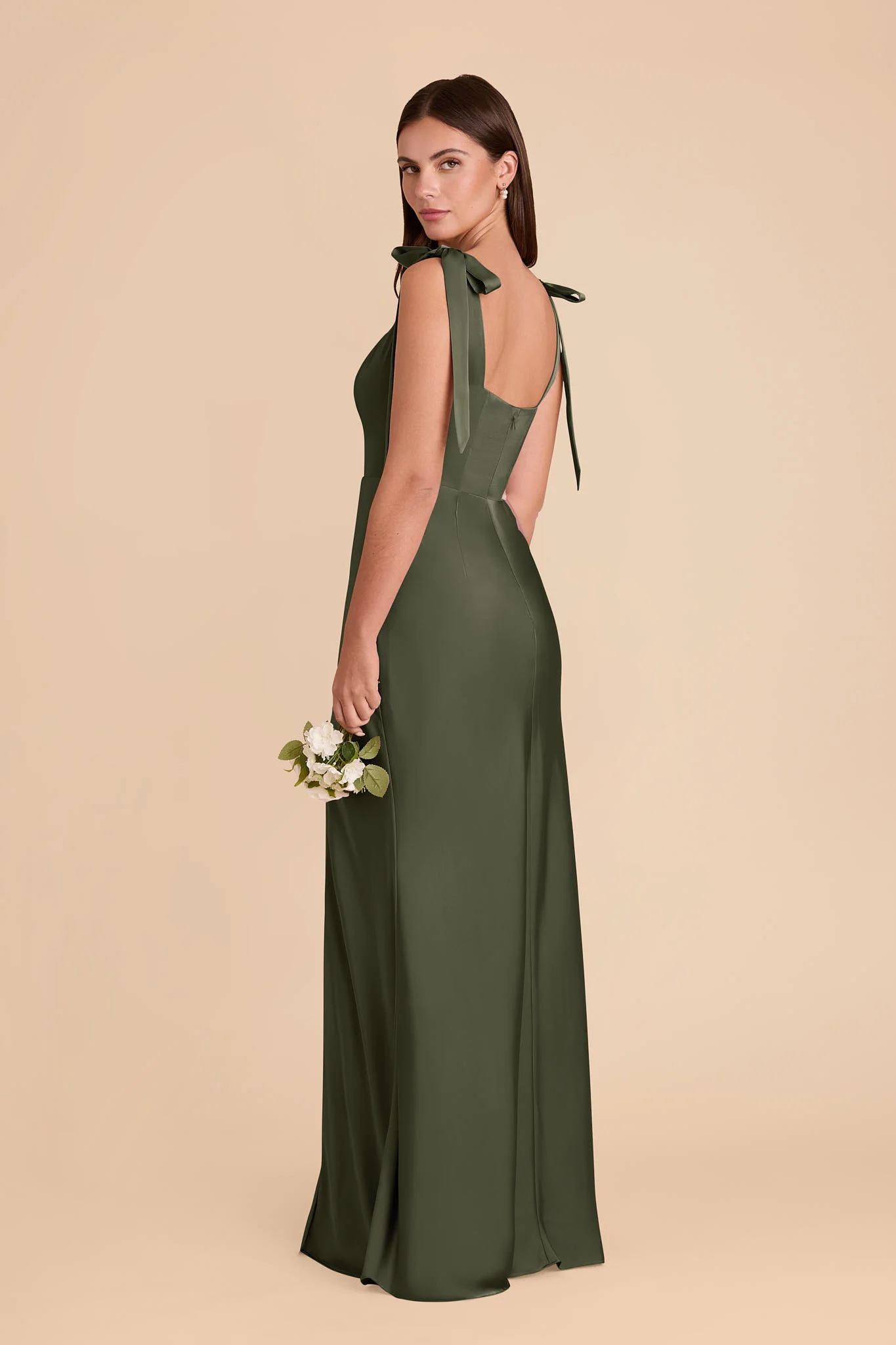 Matte Satin Olive Dress - XNAUWBI