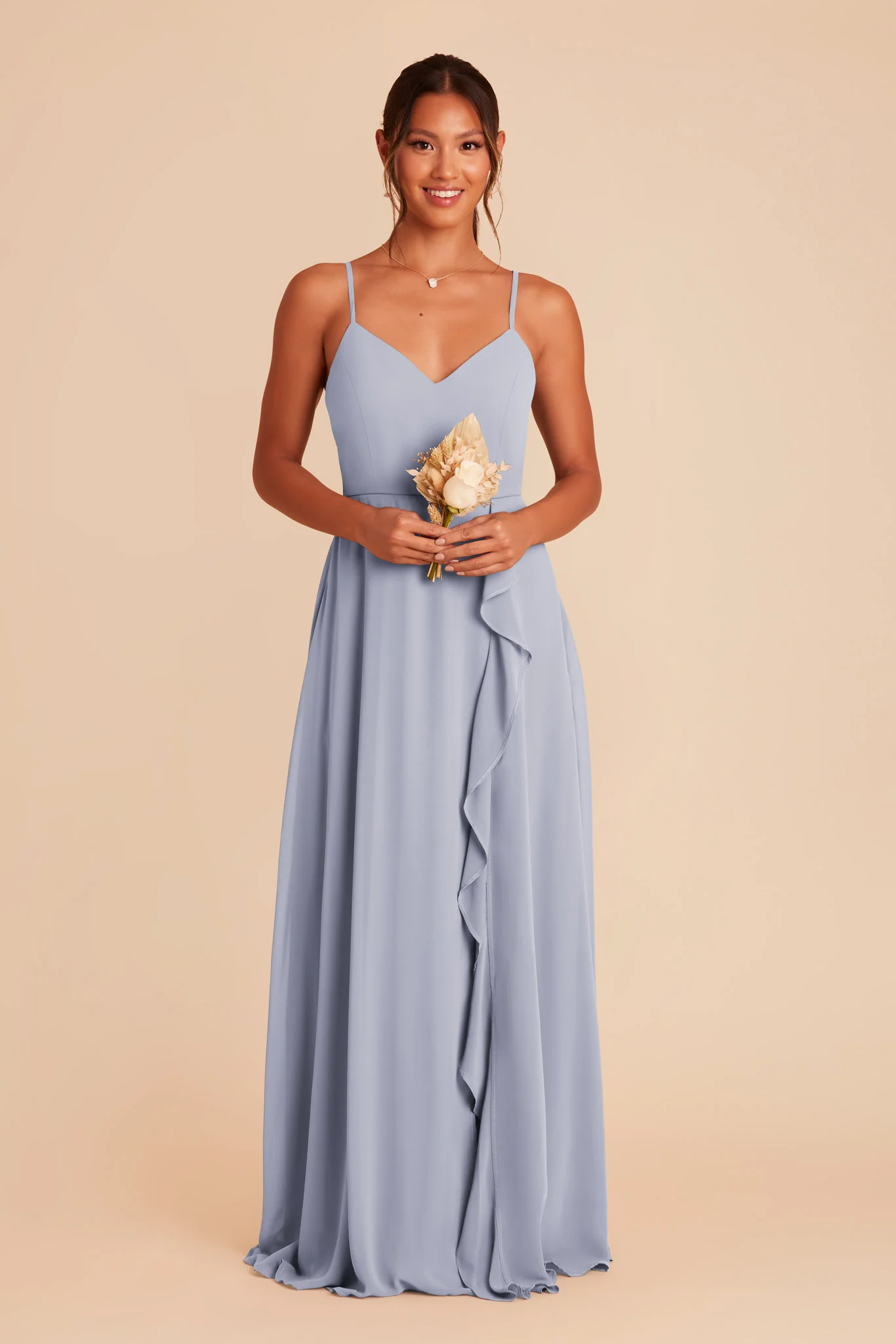 Chiffon Dusty Blue Dress - XNAUWBI