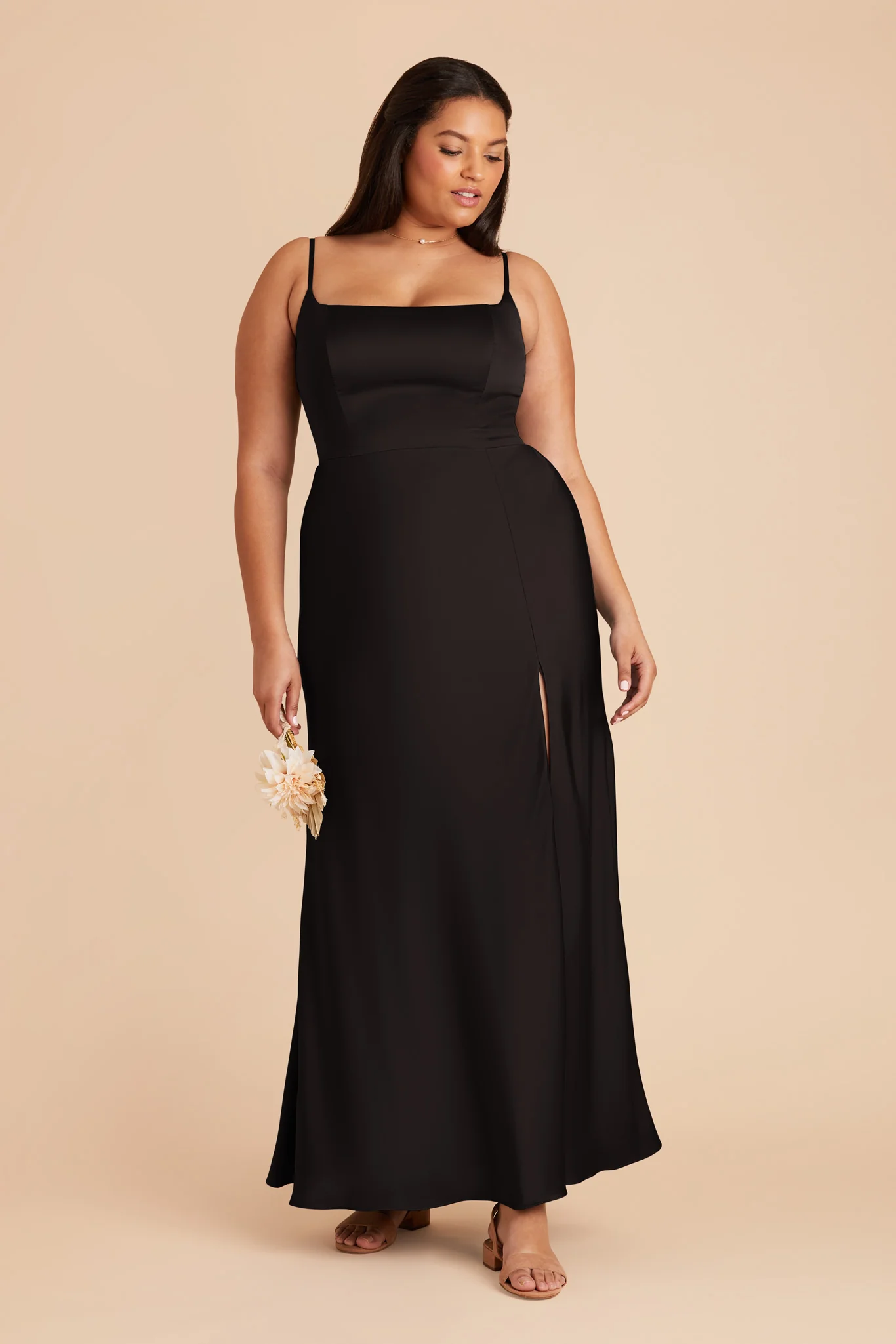 Matte Satin Black Dress - XNAUWBI