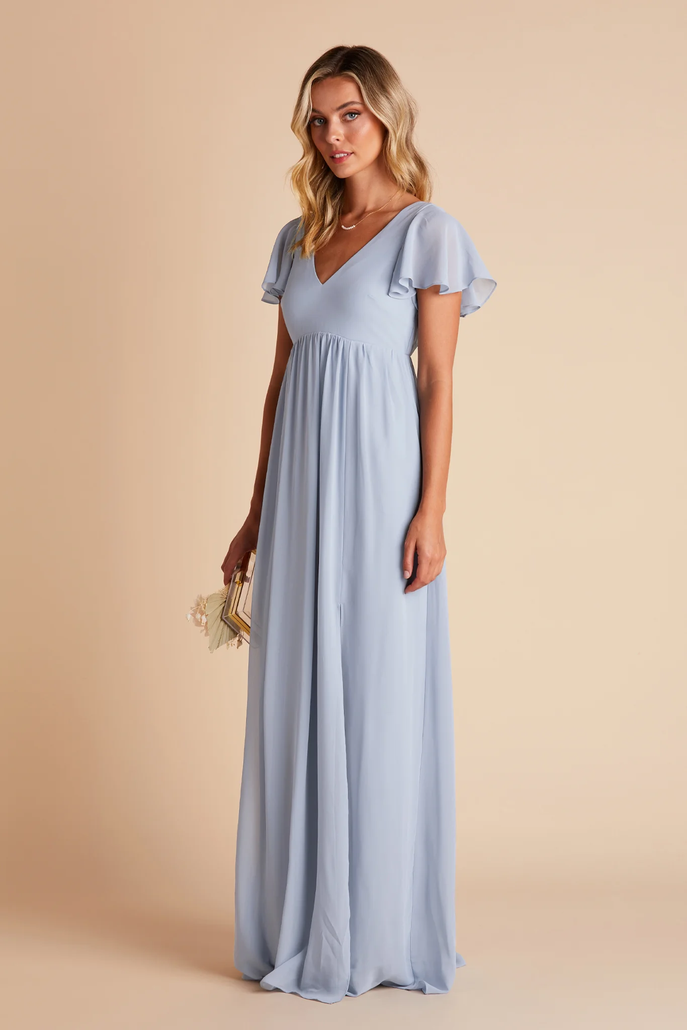 Chiffon Dusty Blue Dress - XNAUWBI