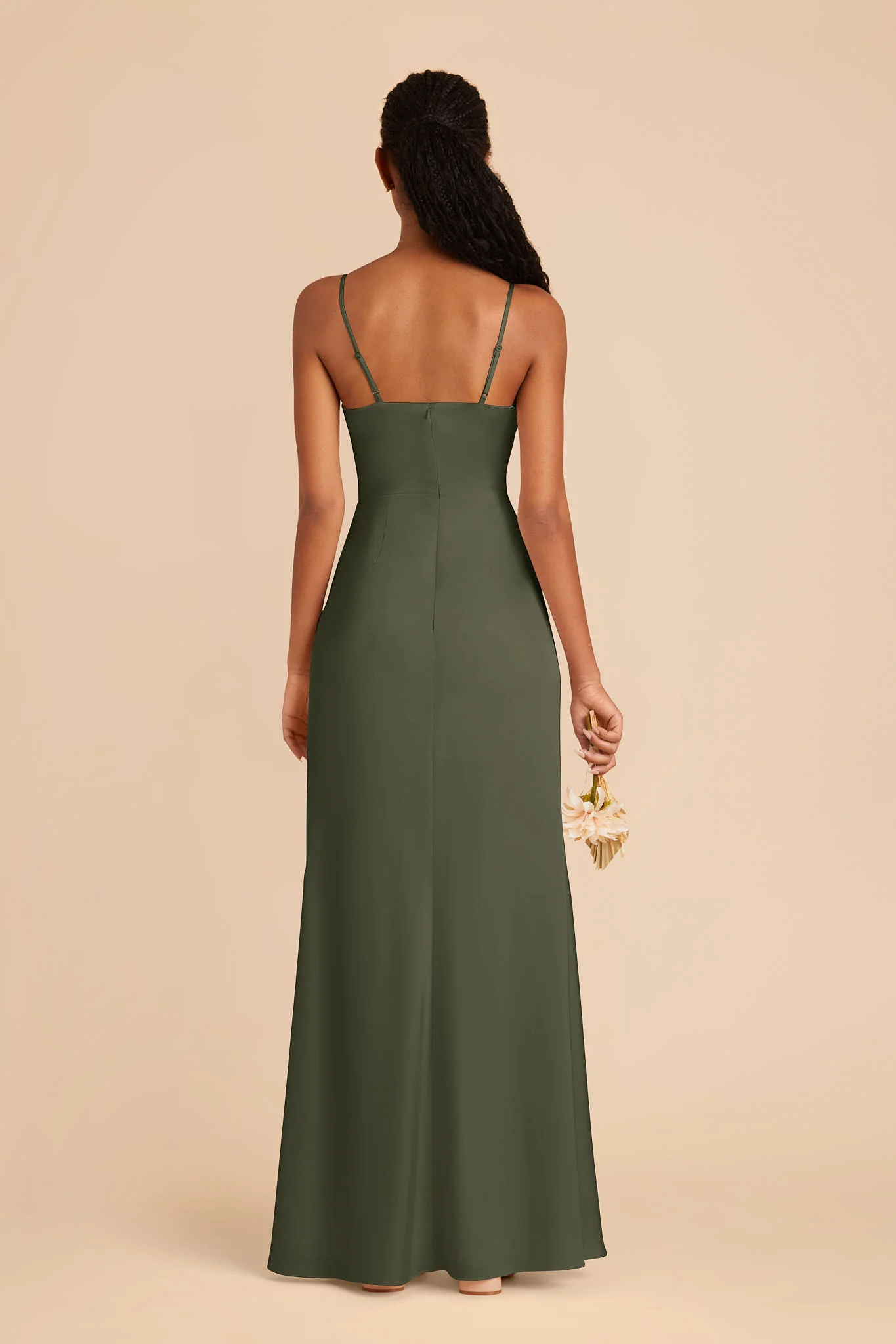Matte Satin Olive Dress - XNAUWBI