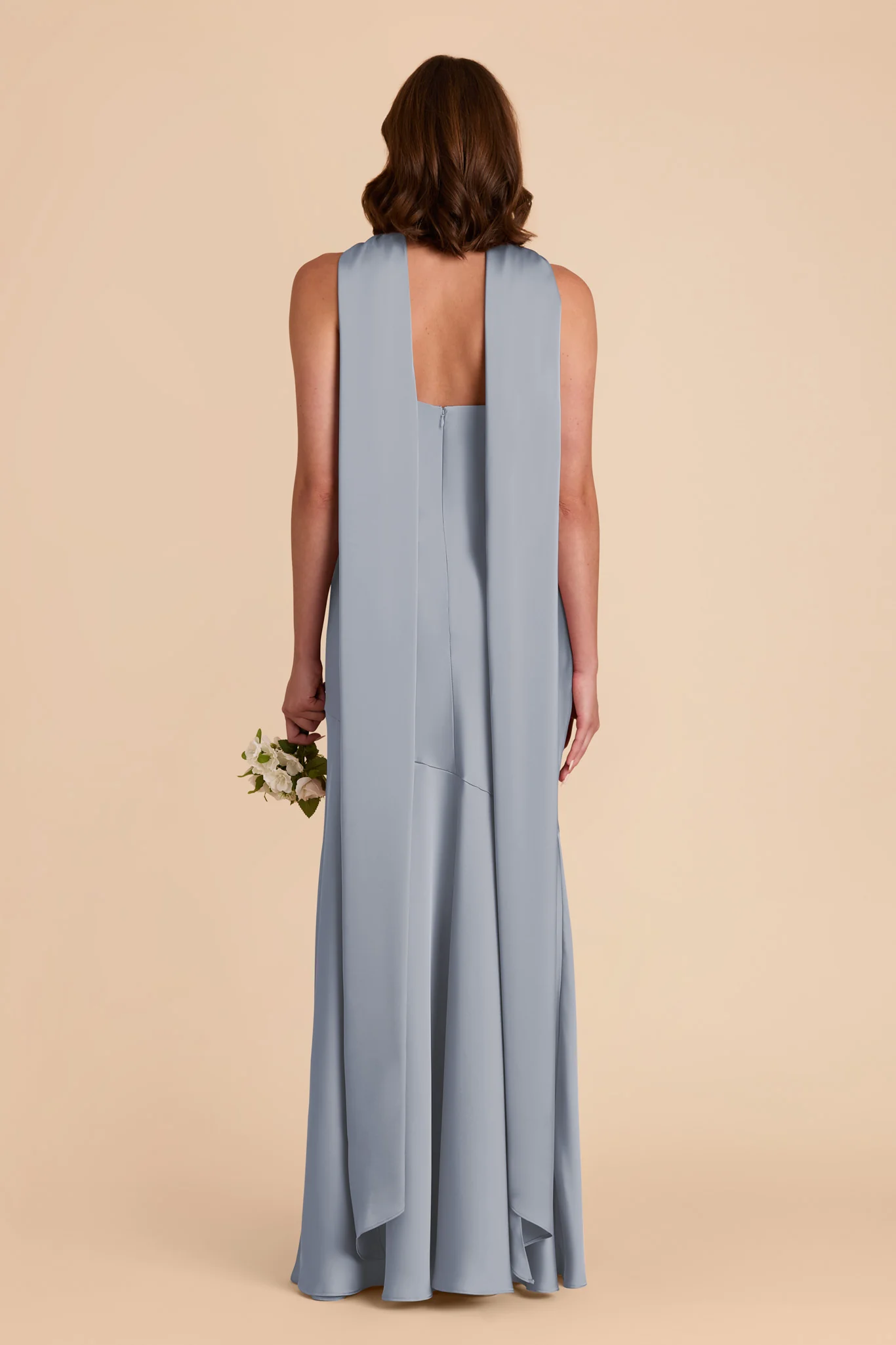 Matte Satin Dusty Blue Dress - XNAUWBI