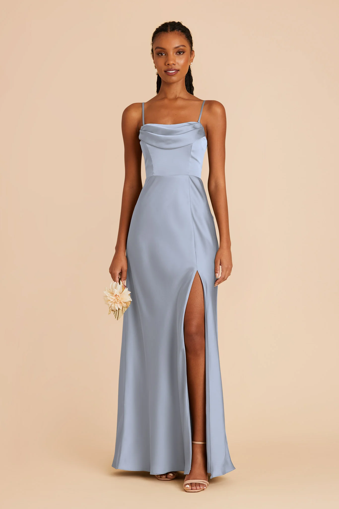 Matte Satin Dusty Blue Dress - XNAUWBI