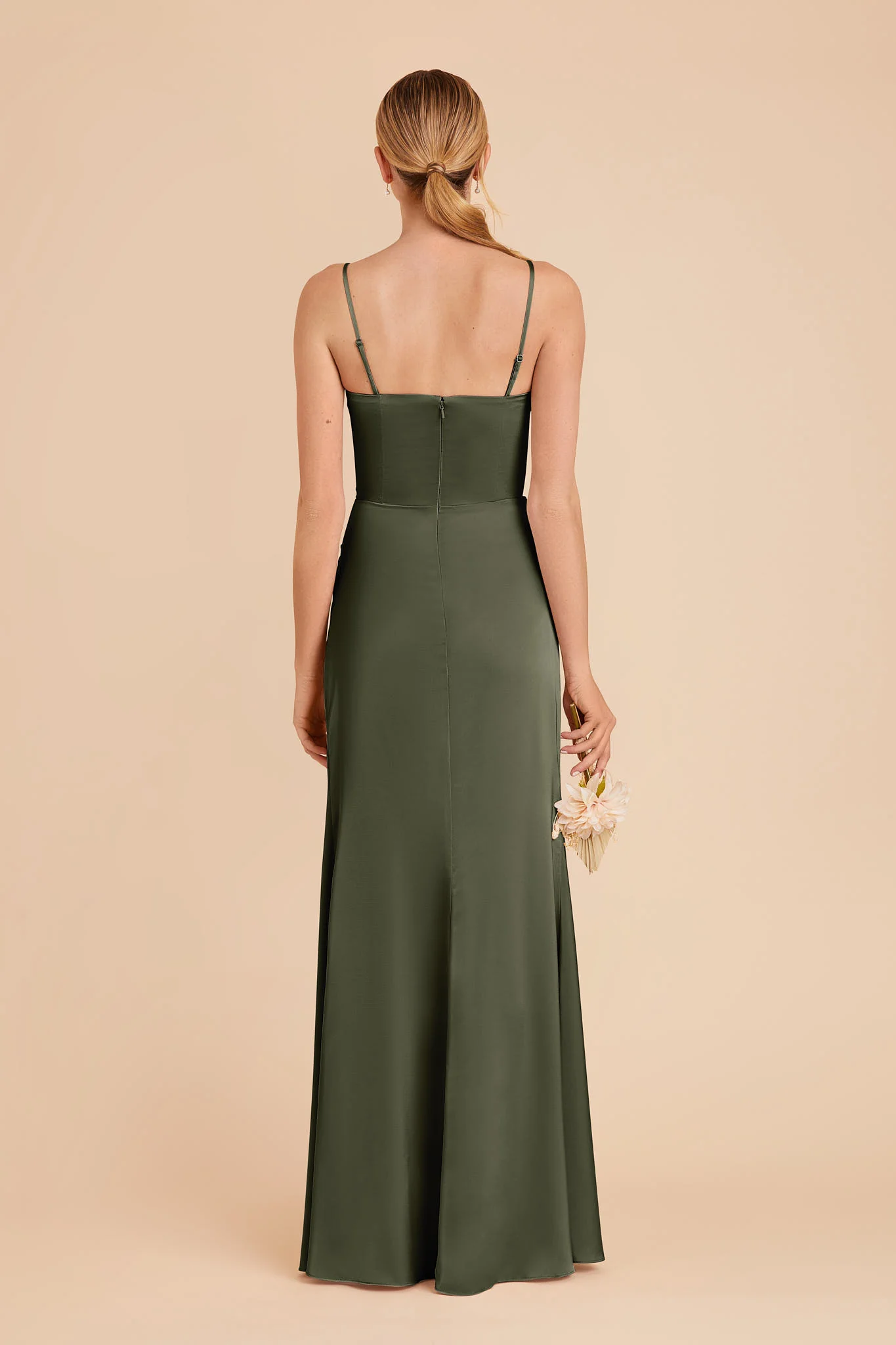 Matte Satin Olive Dress - XNAUWBI