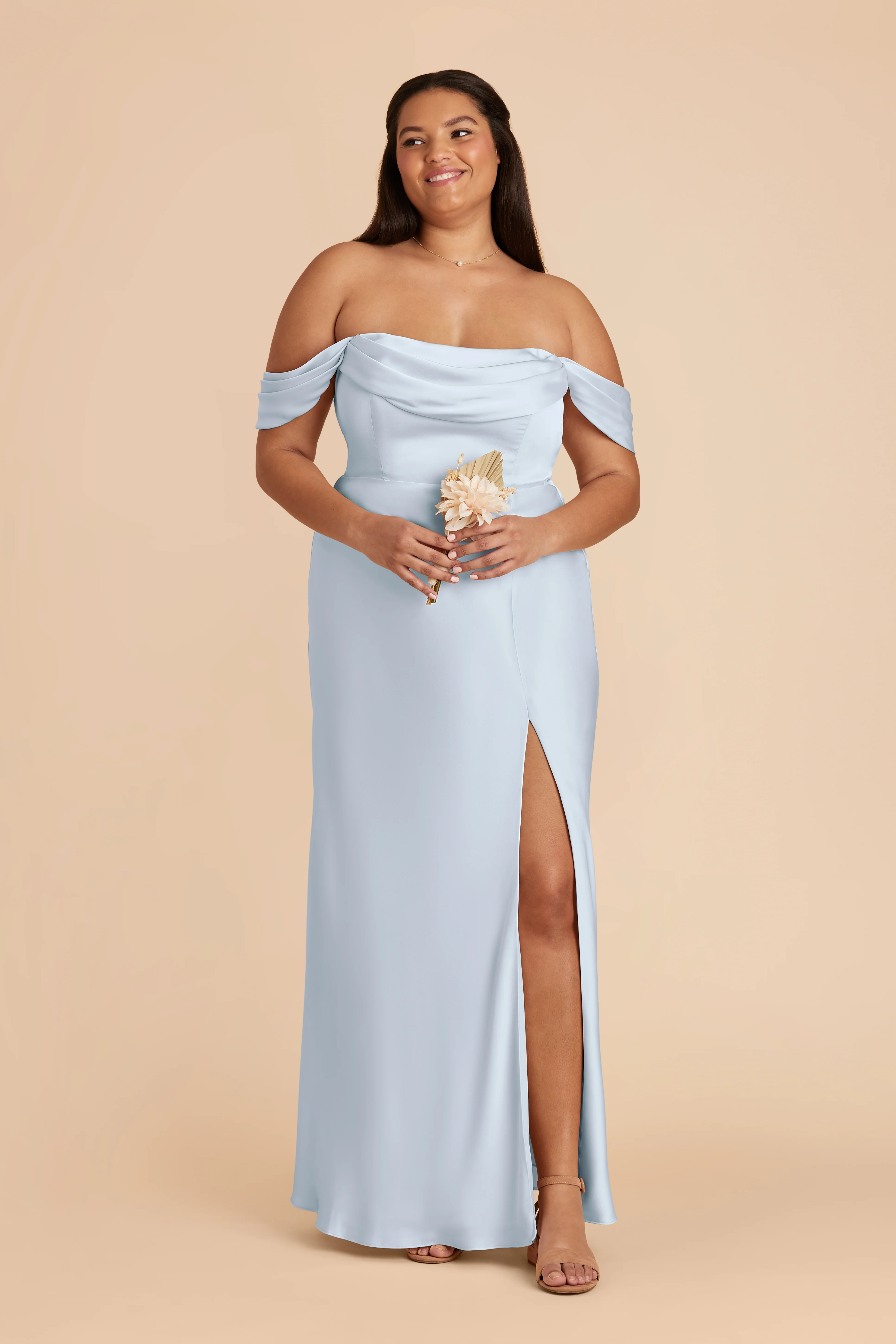 Matte Satin Mist Blue Dress - XNAUWBI
