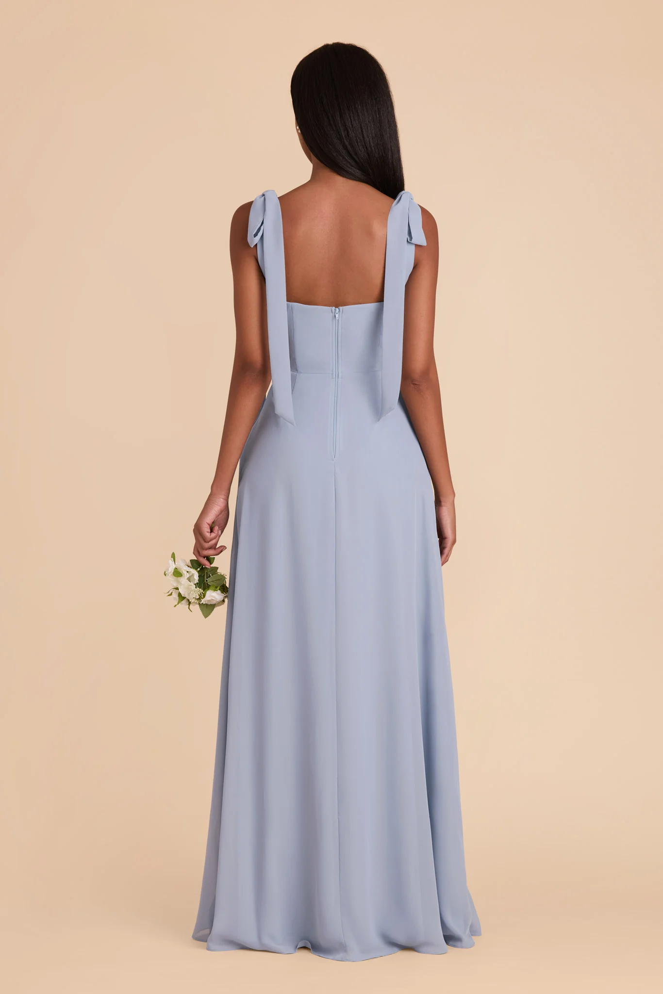 Chiffon Dusty Blue Dress - XNAUWBI