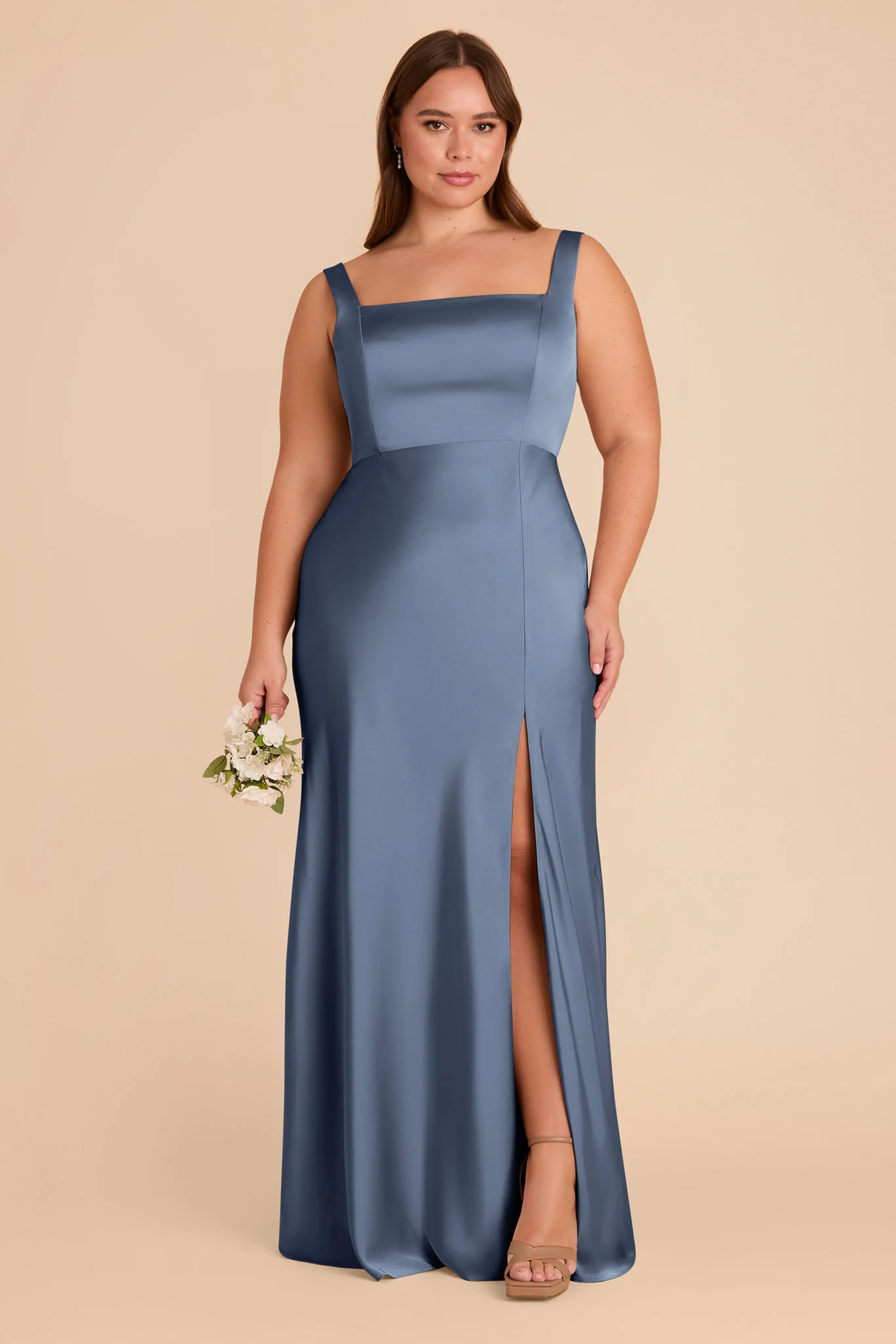 Matte Satin French Blue Dress - XNAUWBI
