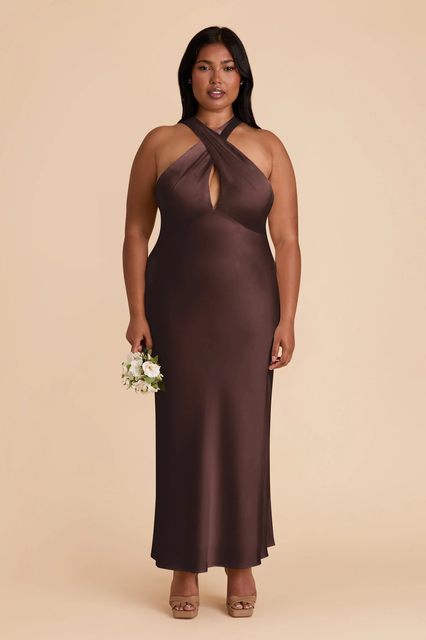 Matte Satin Espresso Dress - XNAUWBI