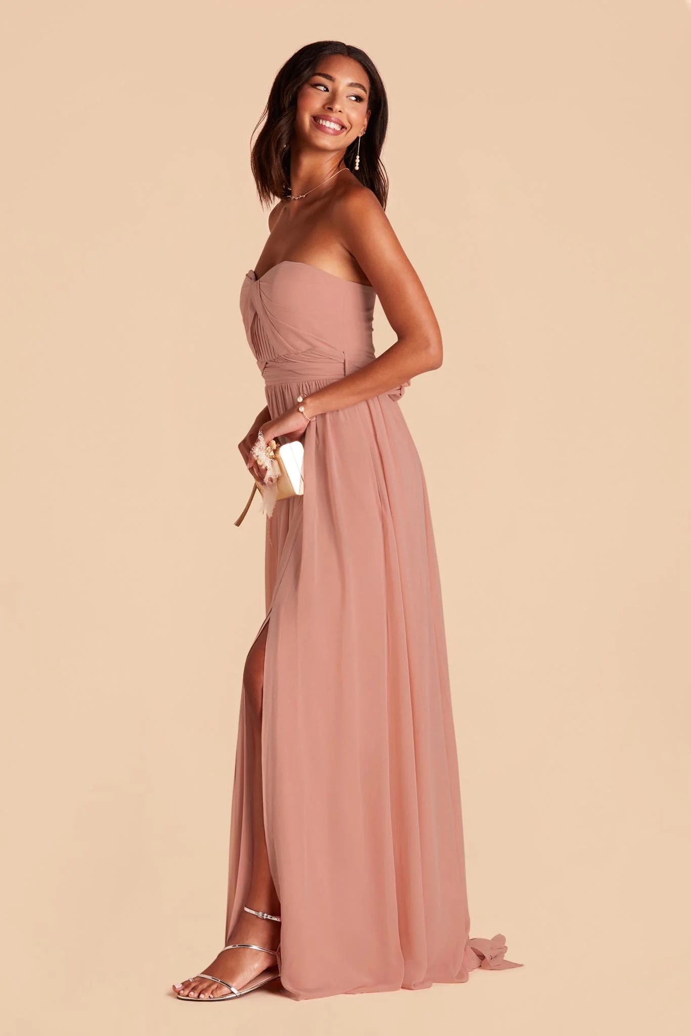Chiffon Dusty Rose Dress - XNAUWBI