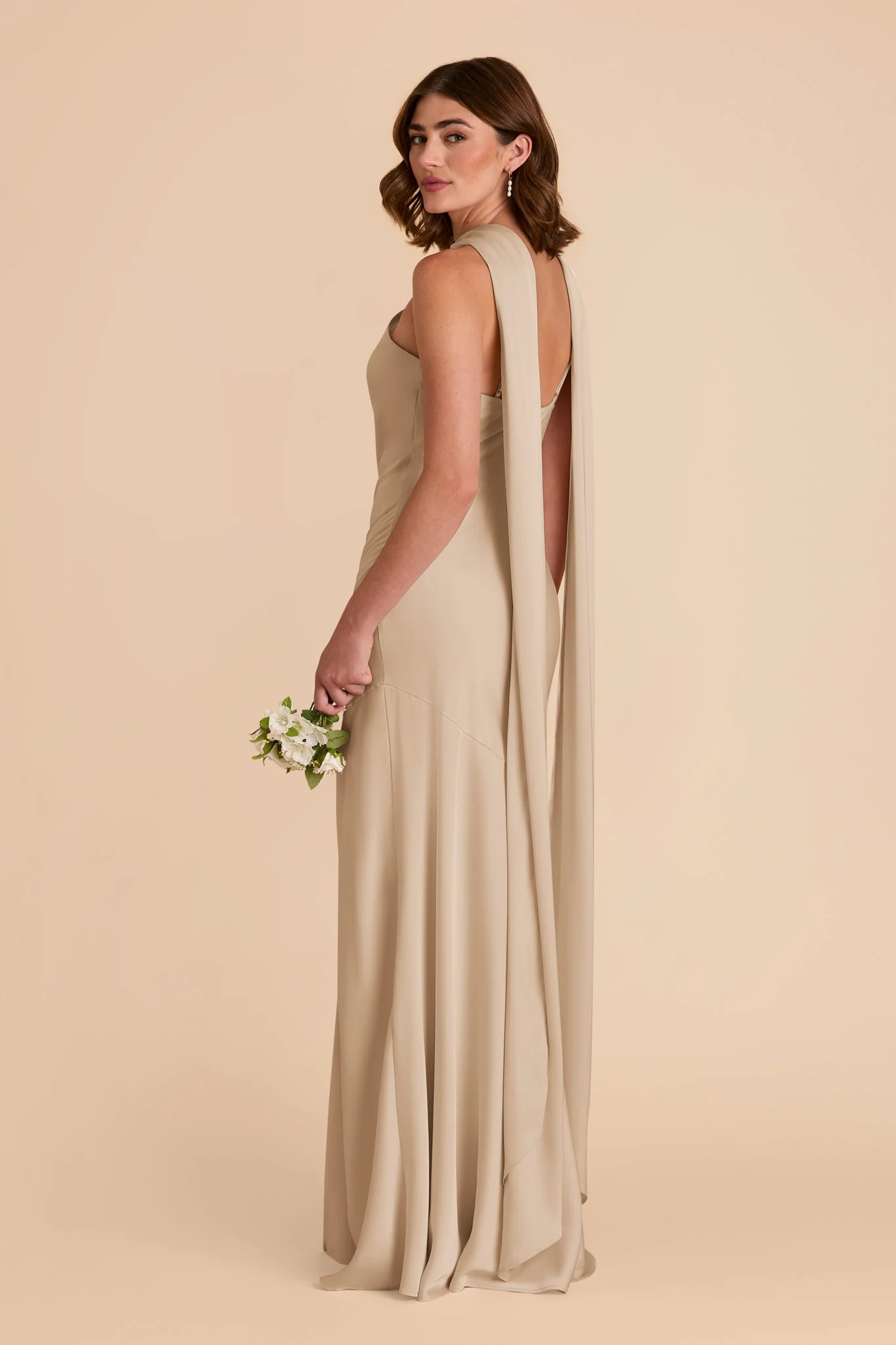 Matte Satin Neutral Champagne Dress - XNAUWBI
