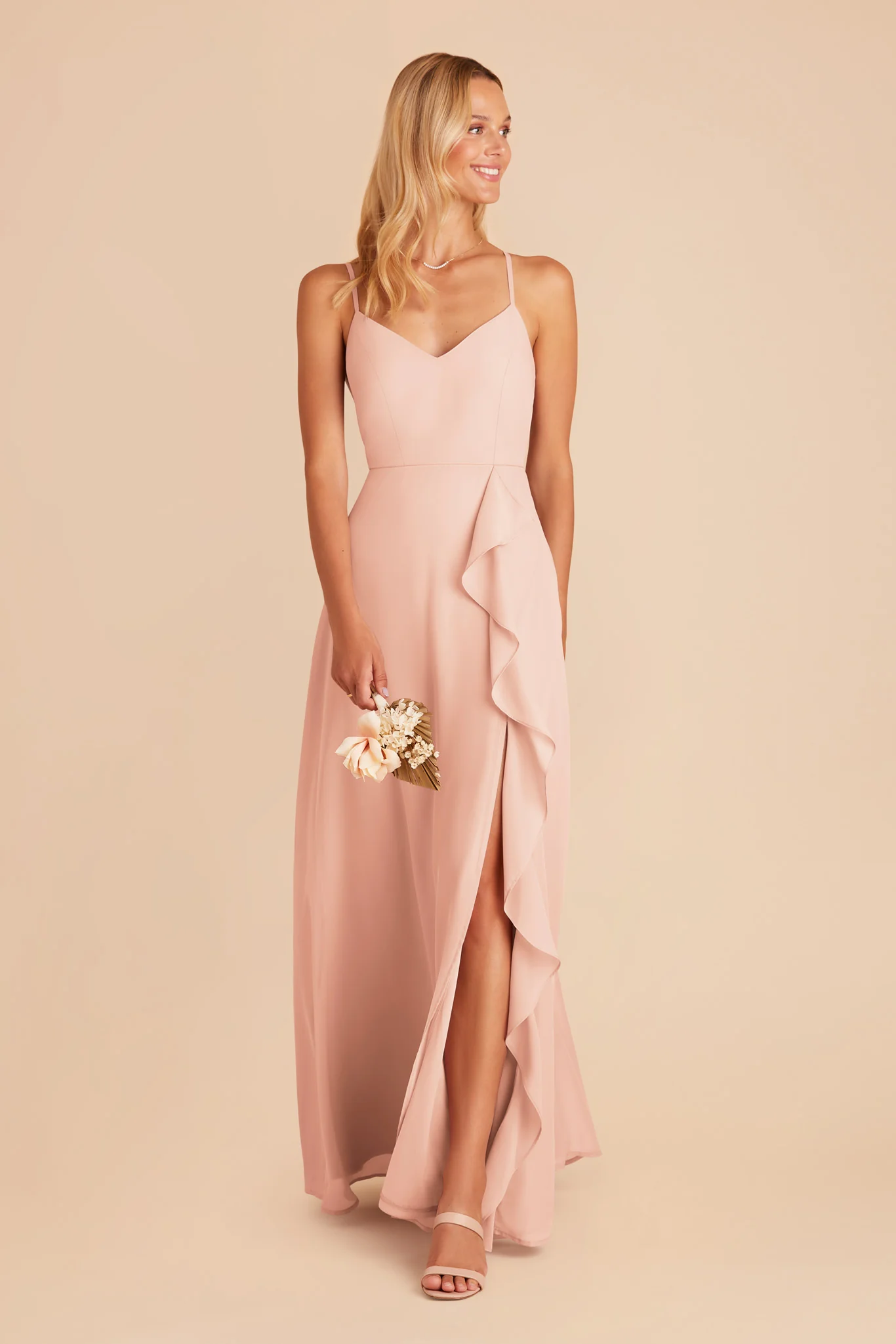 Chiffon Blush Pink Dress - XNAUWBI