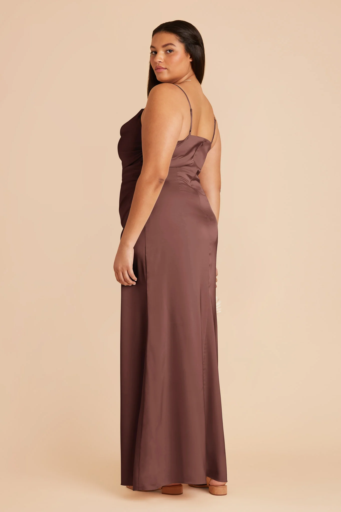 Matte Satin Chocolate Brown Dress - XNAUWBI