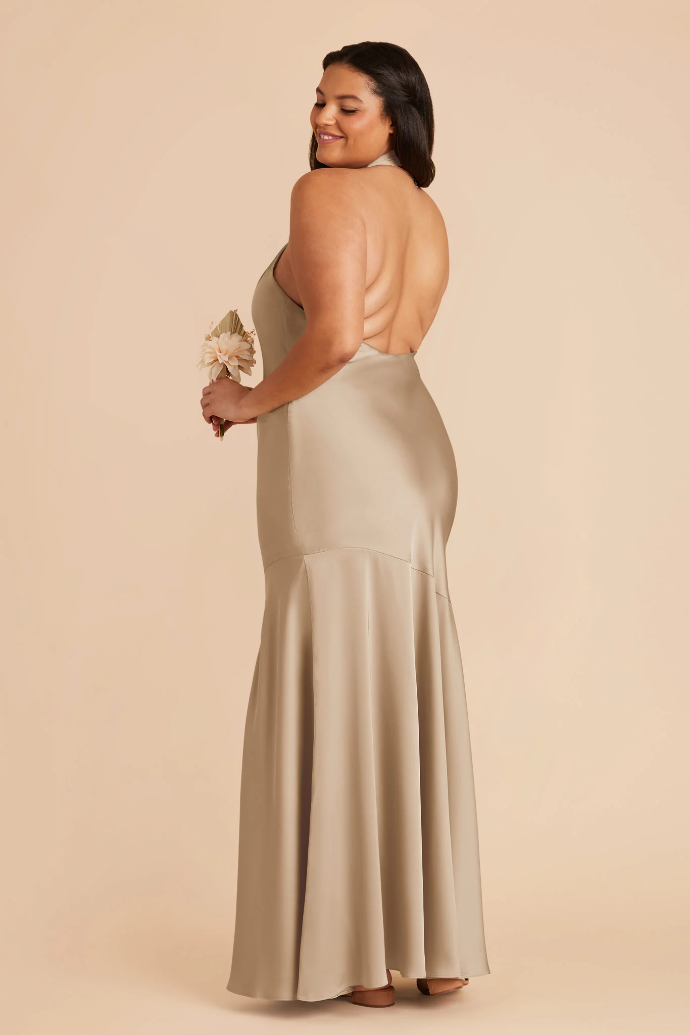 Matte Satin Neutral Champagne Dress - XNAUWBI