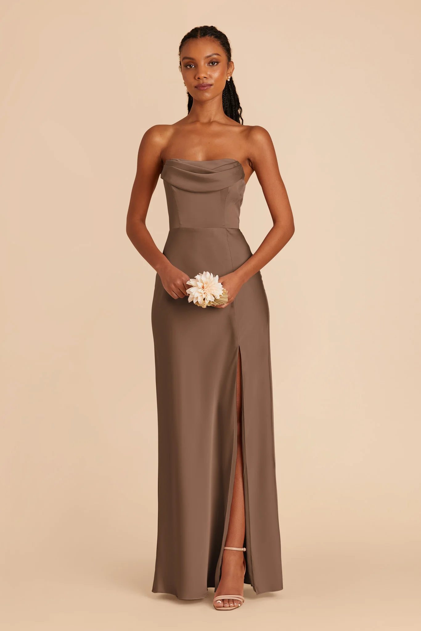 Matte Satin Mocha Dress - XNAUWBI
