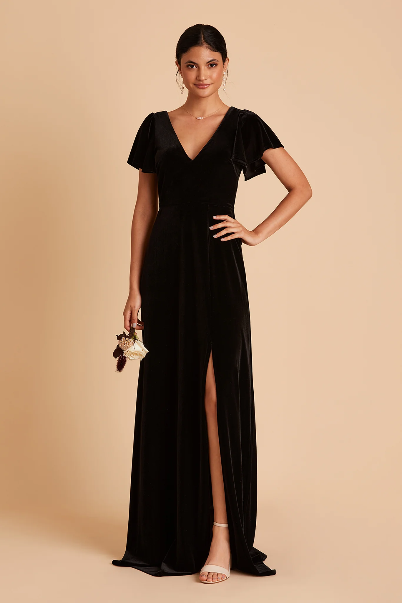 Velvet Black Dress - XNAUWBI