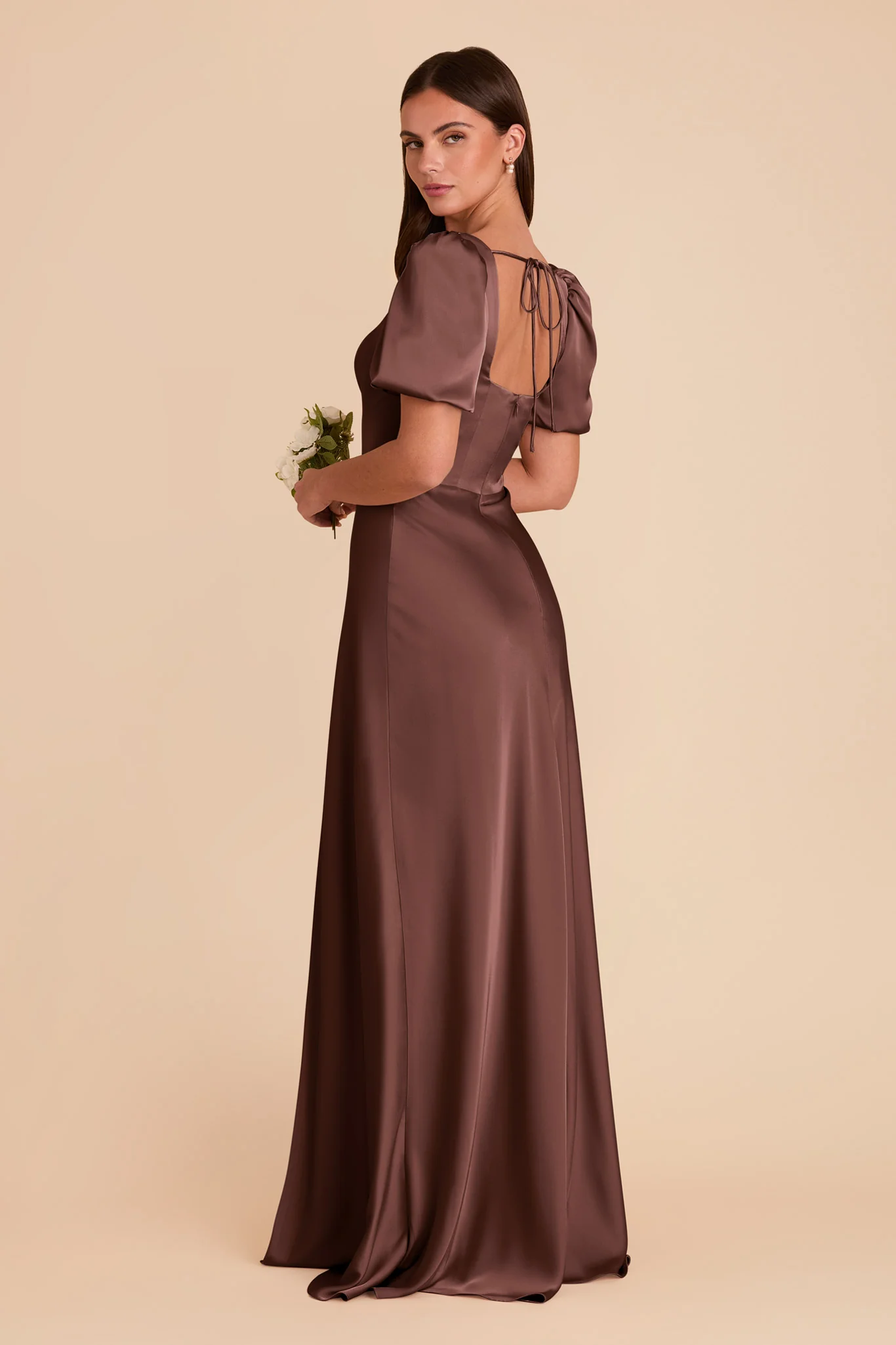 Matte Satin Chocolate Brown Dress - XNAUWBI