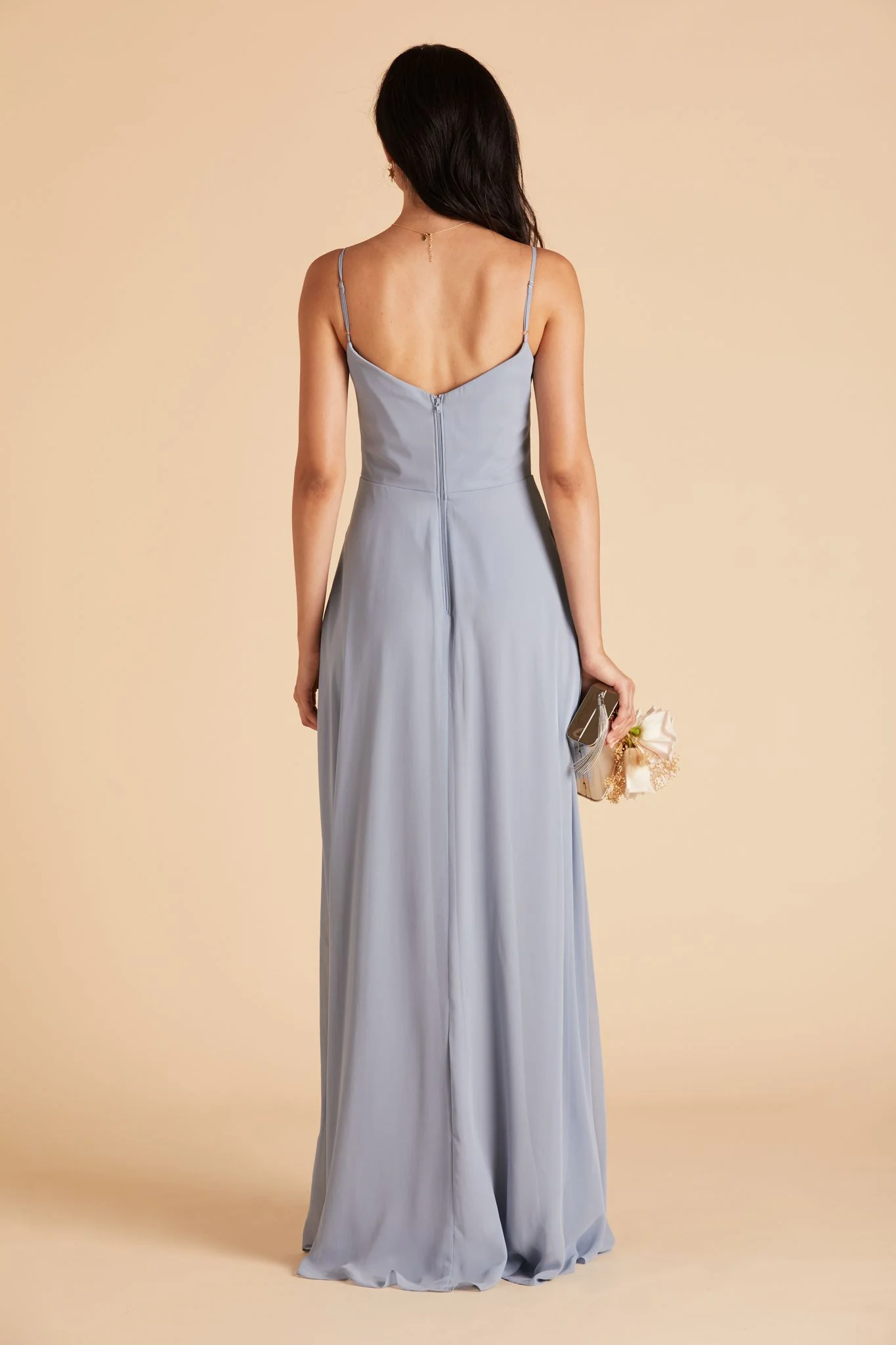 Chiffon Dusty Blue Dress - XNAUWBI