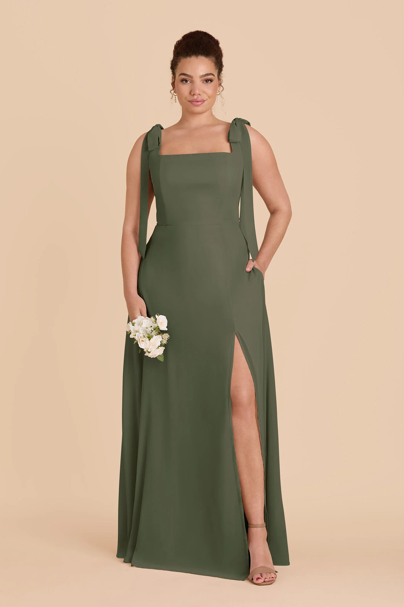 Chiffon Olive Dress - XNAUWBI
