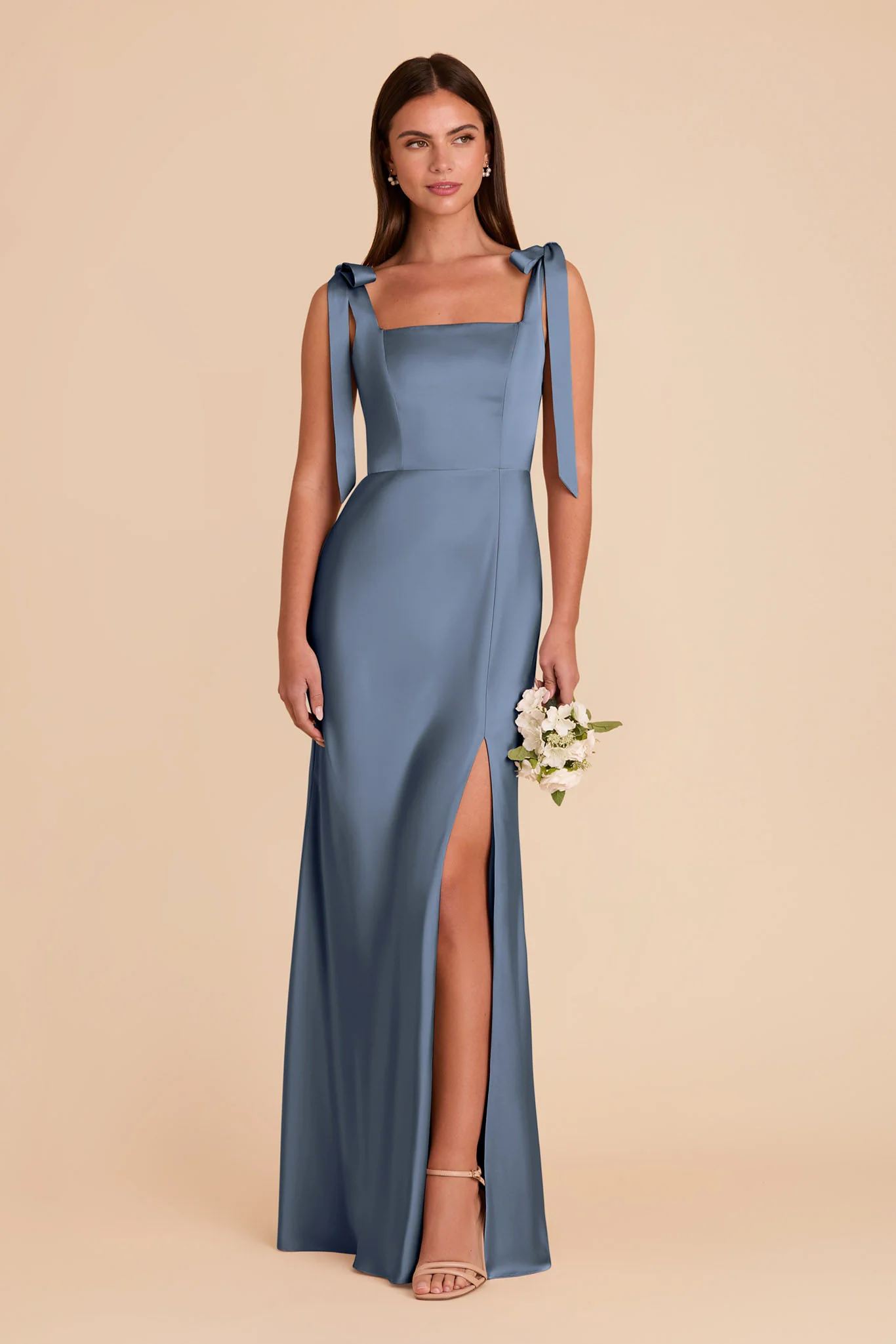 Matte Satin French Blue Dress - XNAUWBI