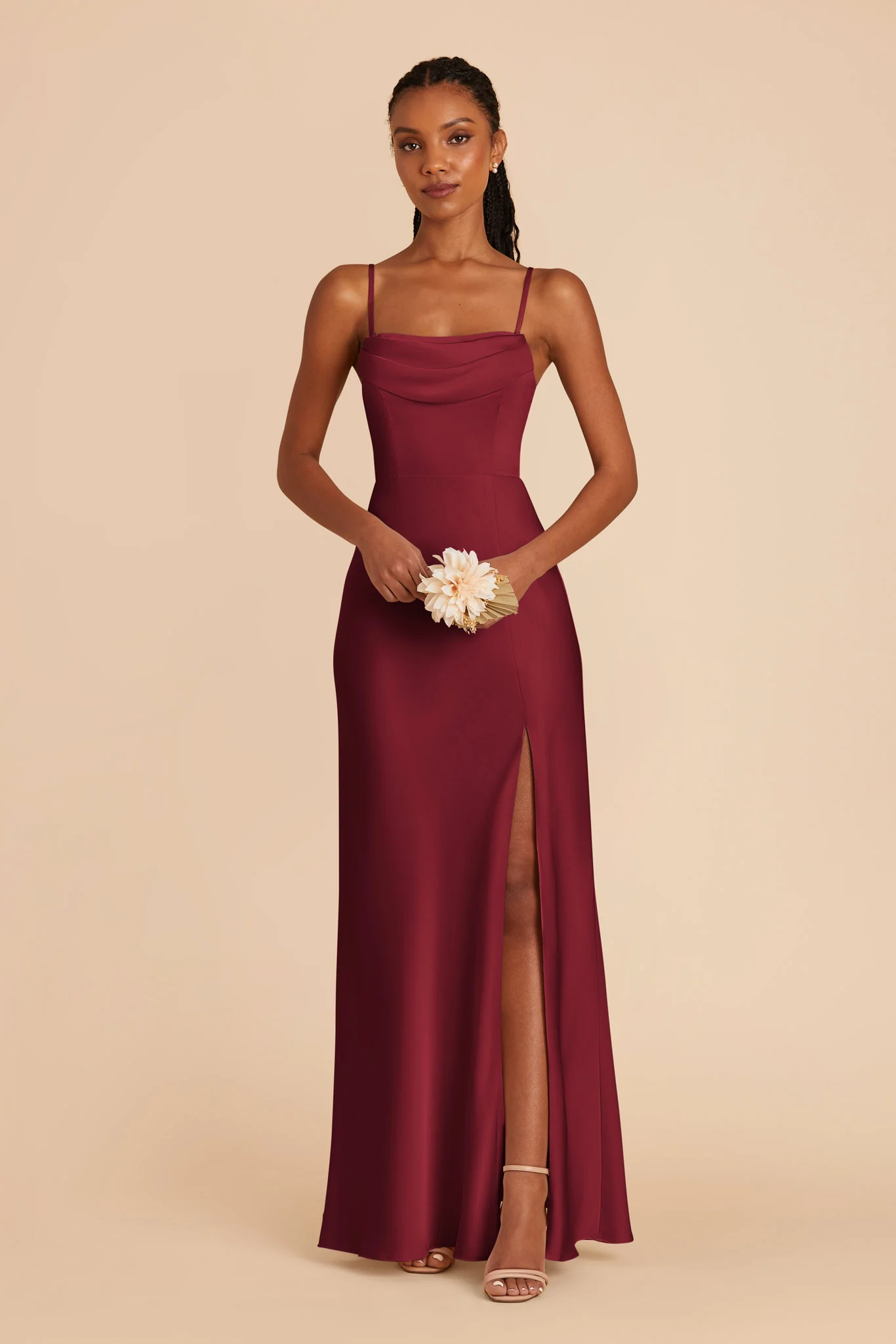 Matte Satin Burgundy Dress - XNAUWBI