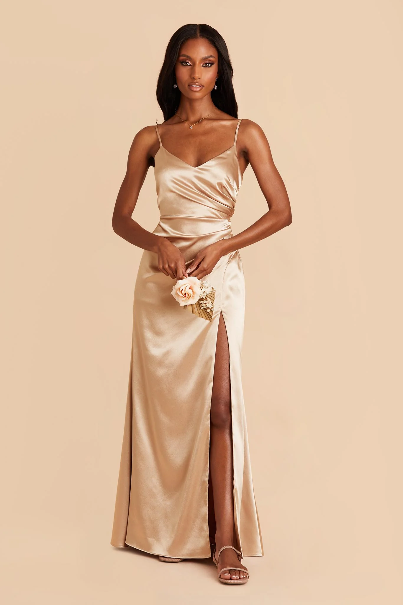 Shiny Satin Gold Dress - XNAUWBI