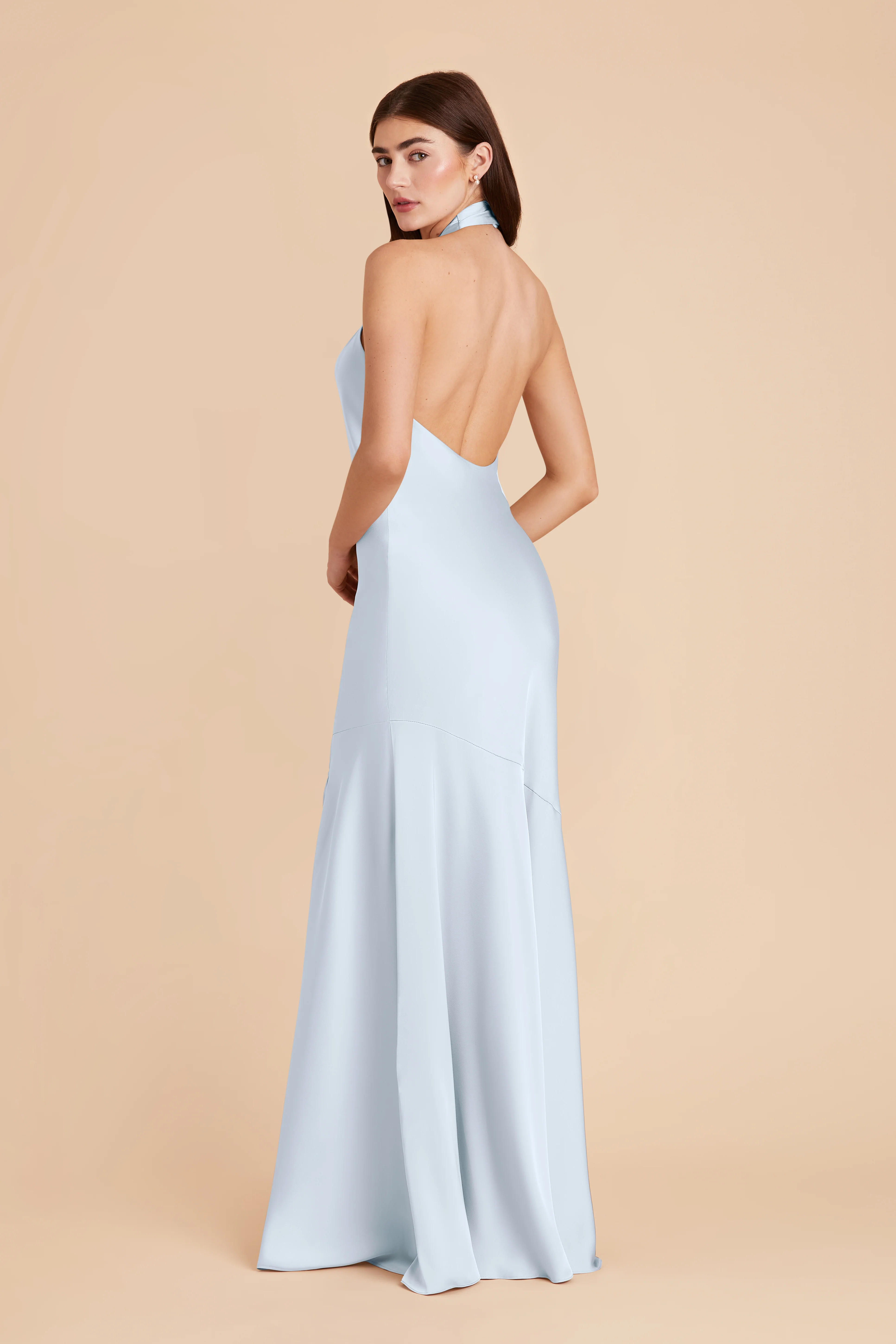 Matte Satin Mist Blue Dress - XNAUWBI