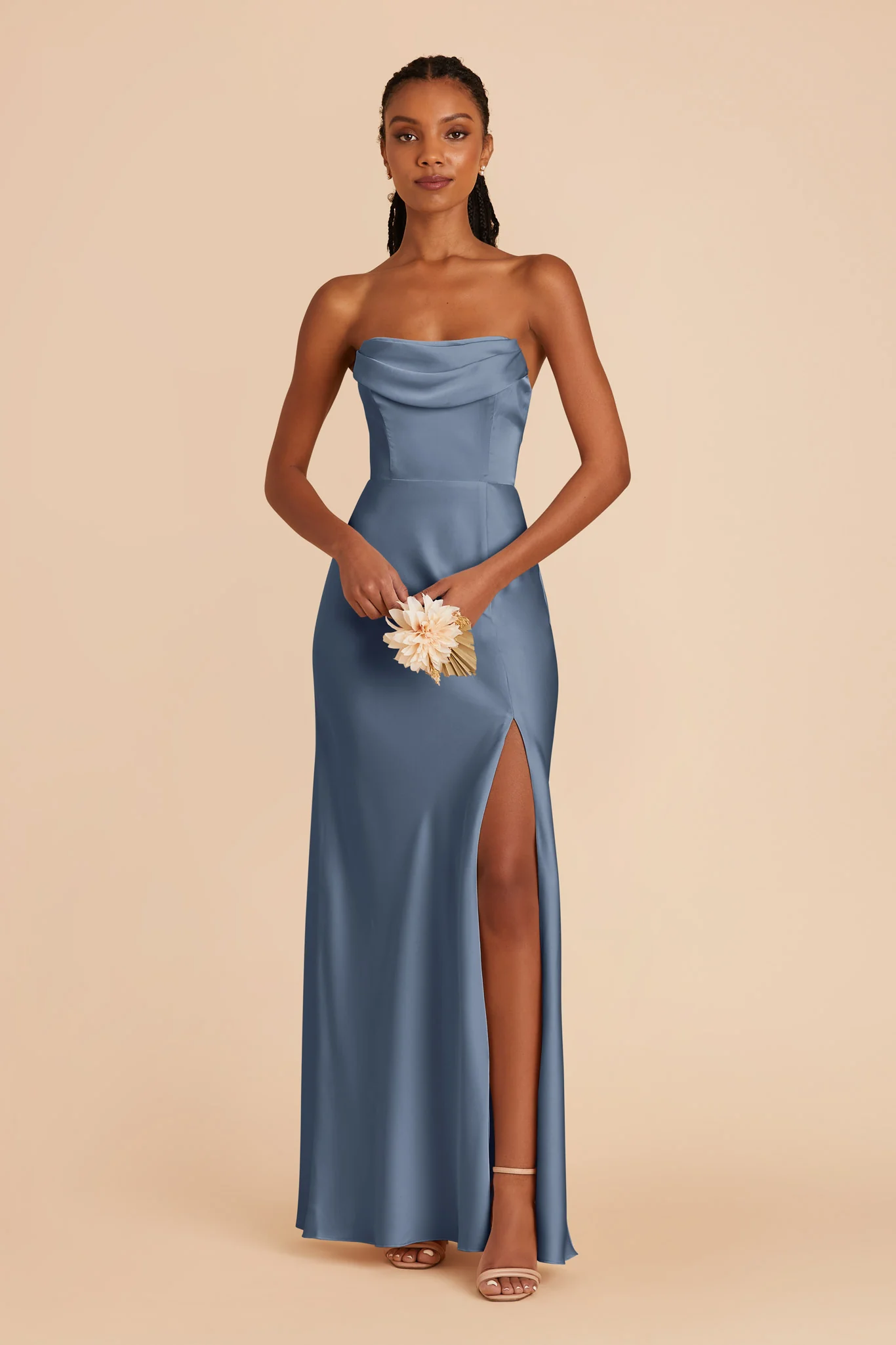Matte Satin French Blue Dress - XNAUWBI