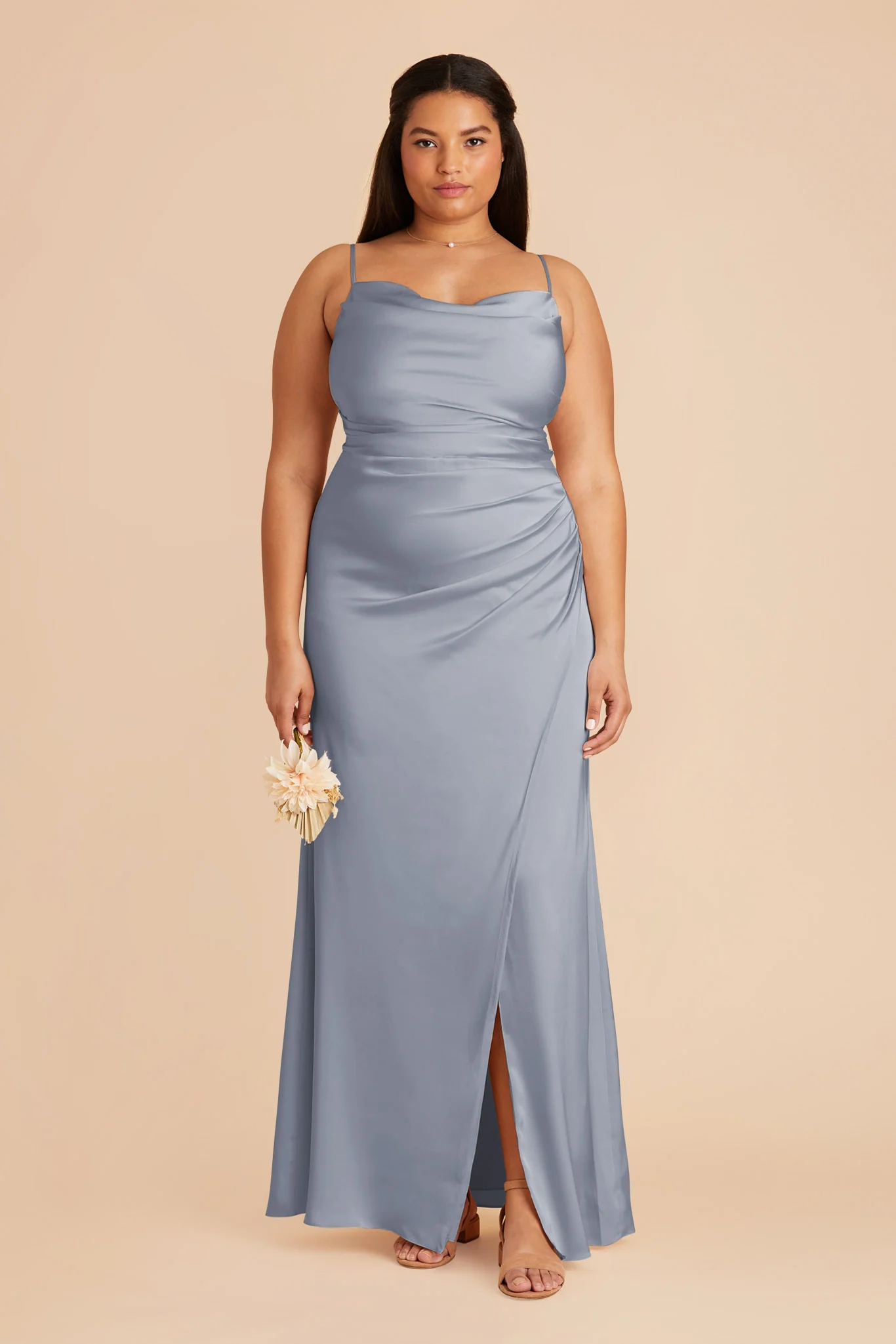 Matte Satin Dusty Blue Dress - XNAUWBI
