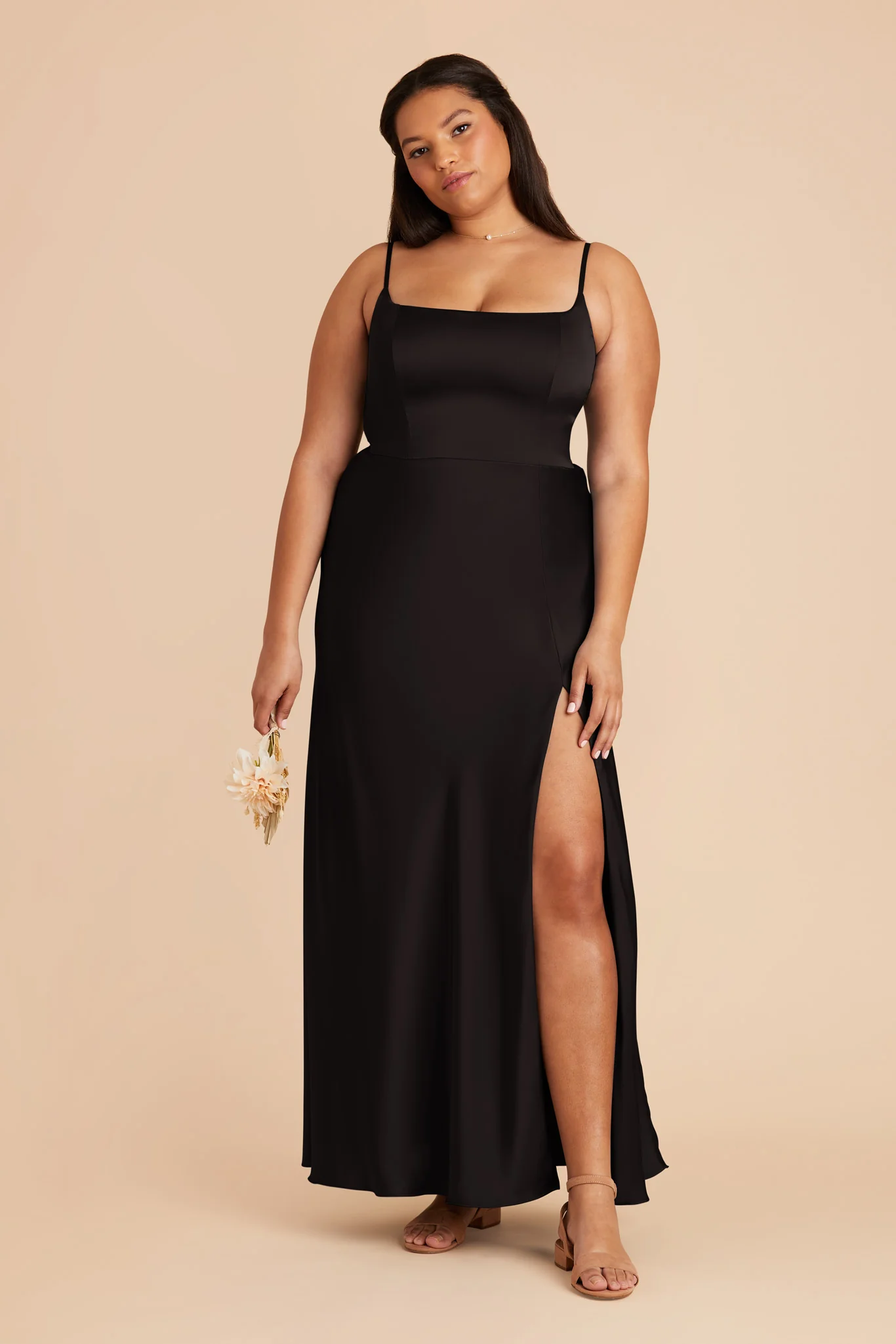 Matte Satin Black Dress - XNAUWBI